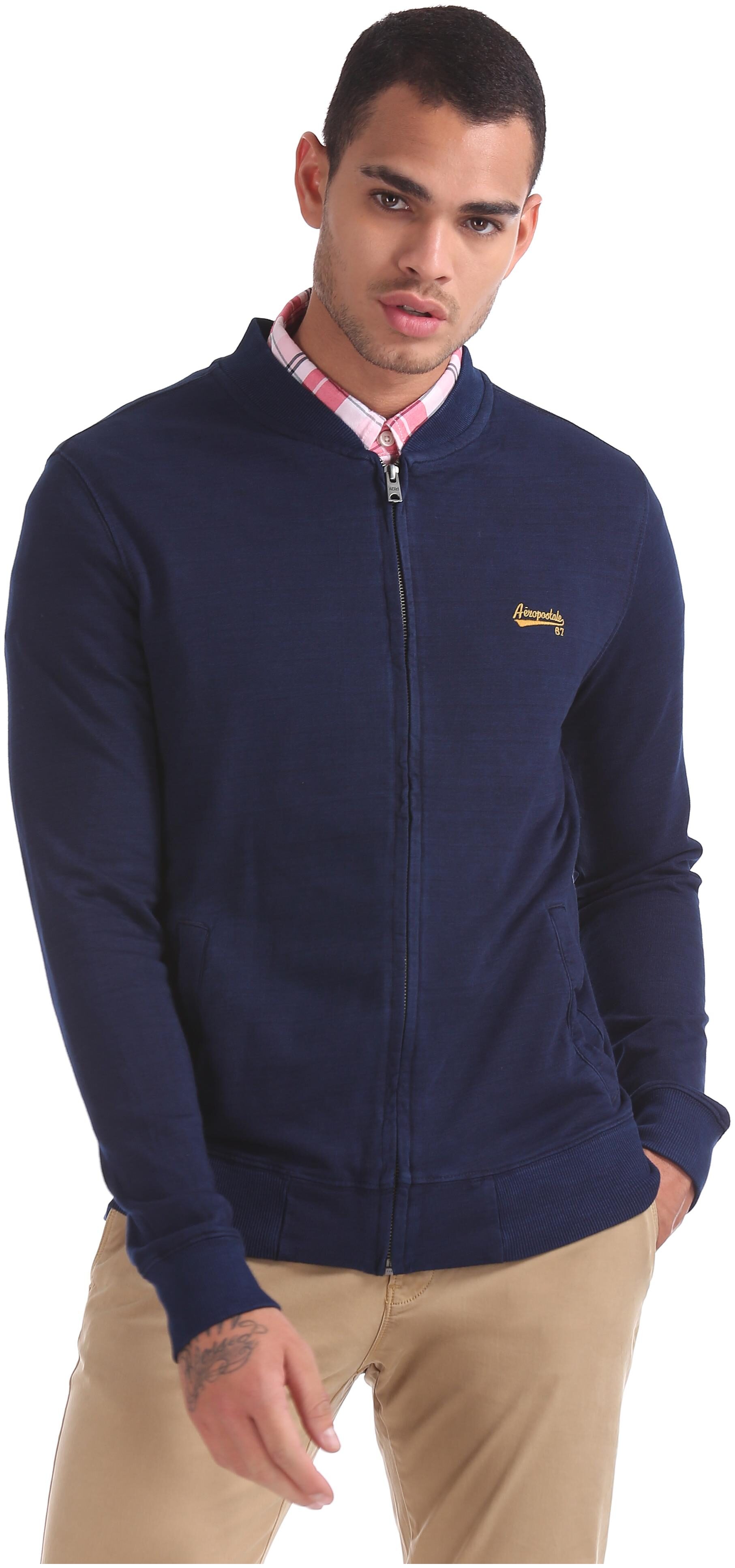

Aeropostale Men Blue High neck Sweatshirt
