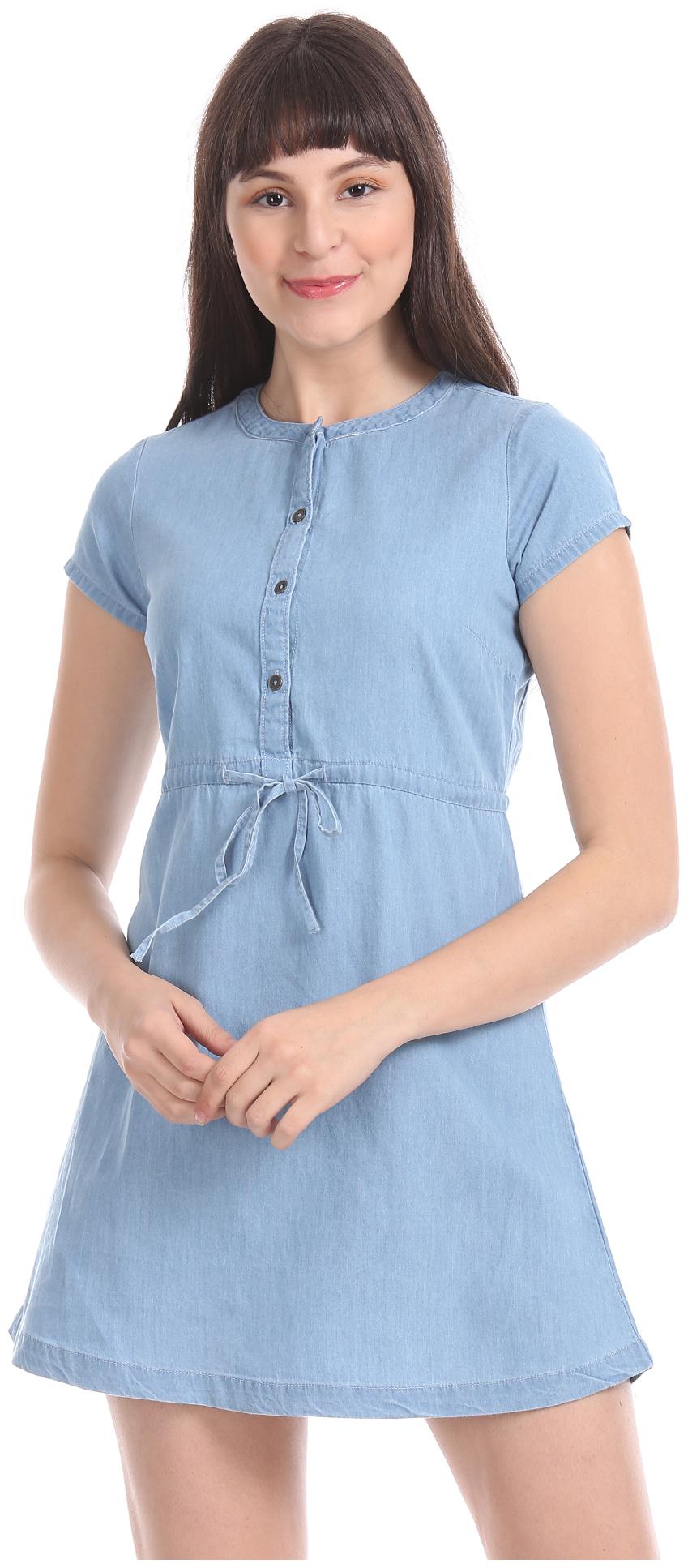 

Aeropostale Blue Solid Fit flare dress