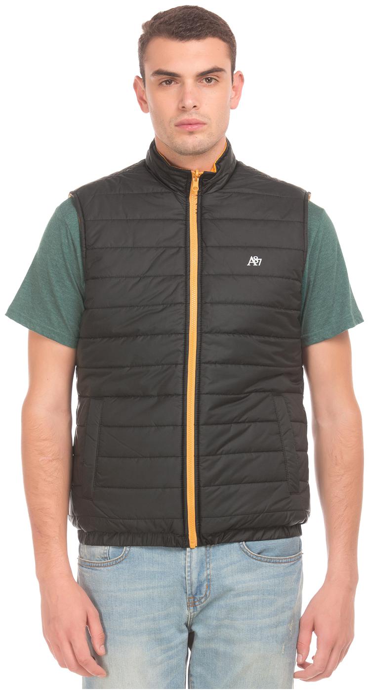 

Aeropostale Yellow Polyester Reversible Quilted Gilet Jacket