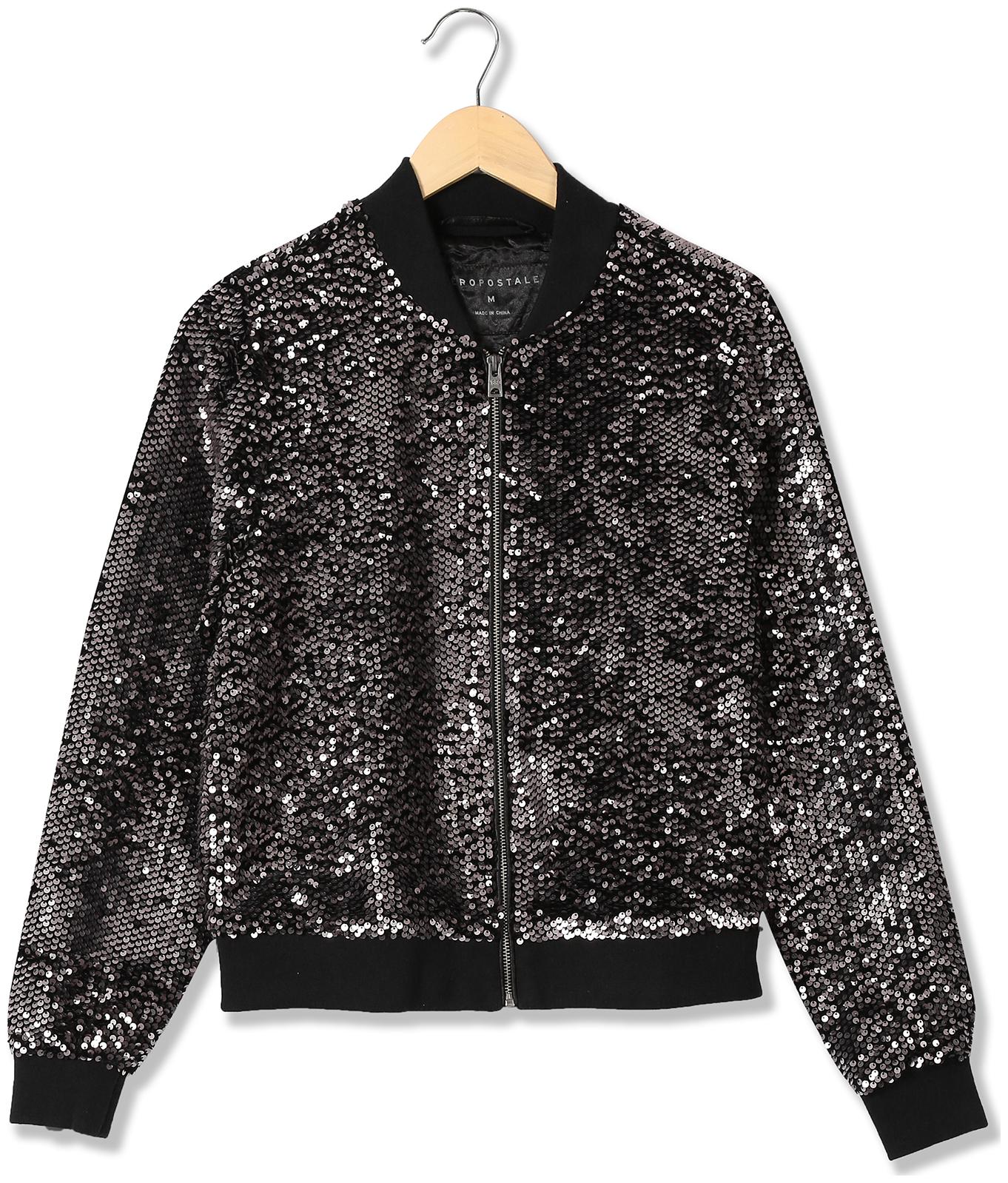 

Aeropostale Women Self Design Bomber Jacket - Black