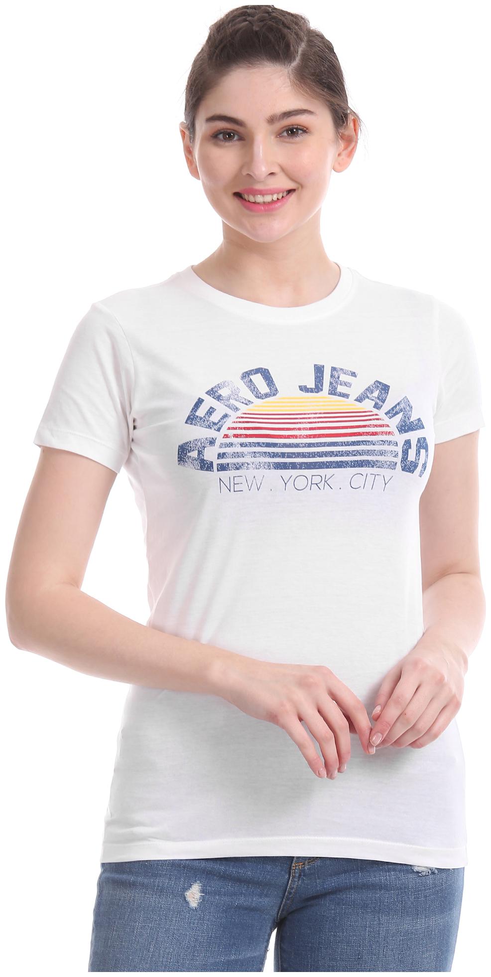 

Aeropostale Women White Regular fit Round neck Cotton T shirt