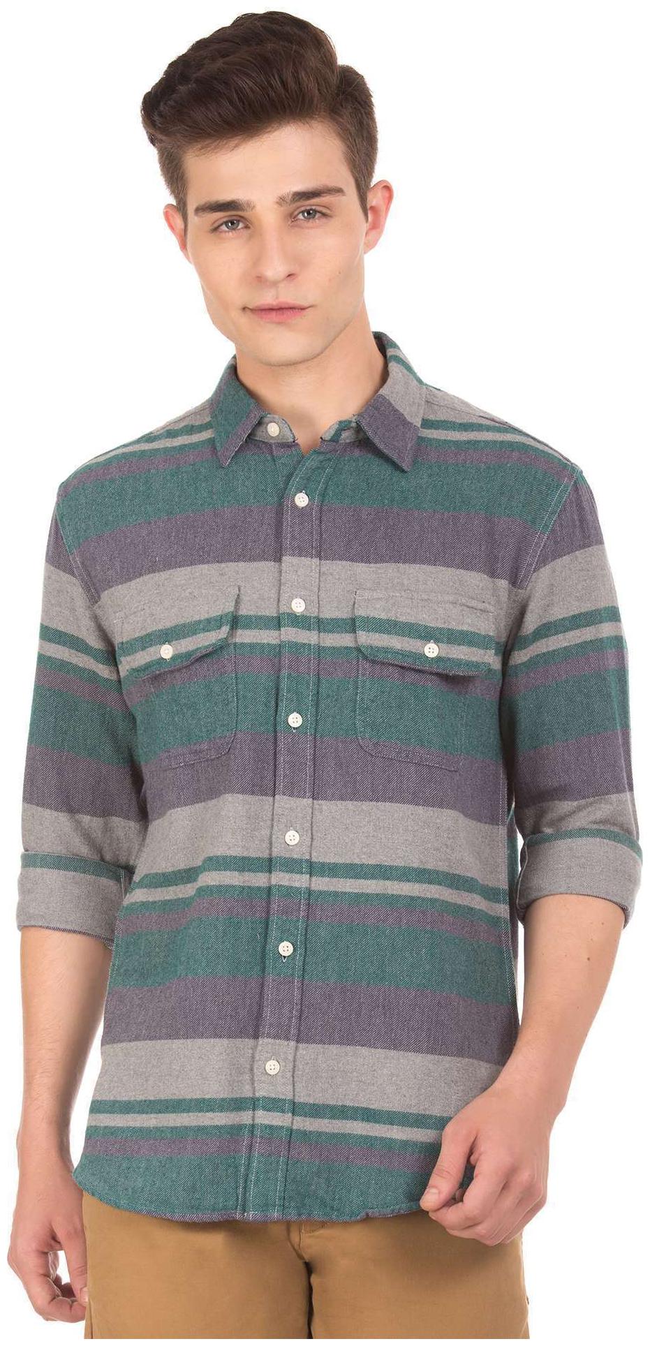 

Aeropostale Men Multi Horizontal Stripes Regular Fit Casual Shirt