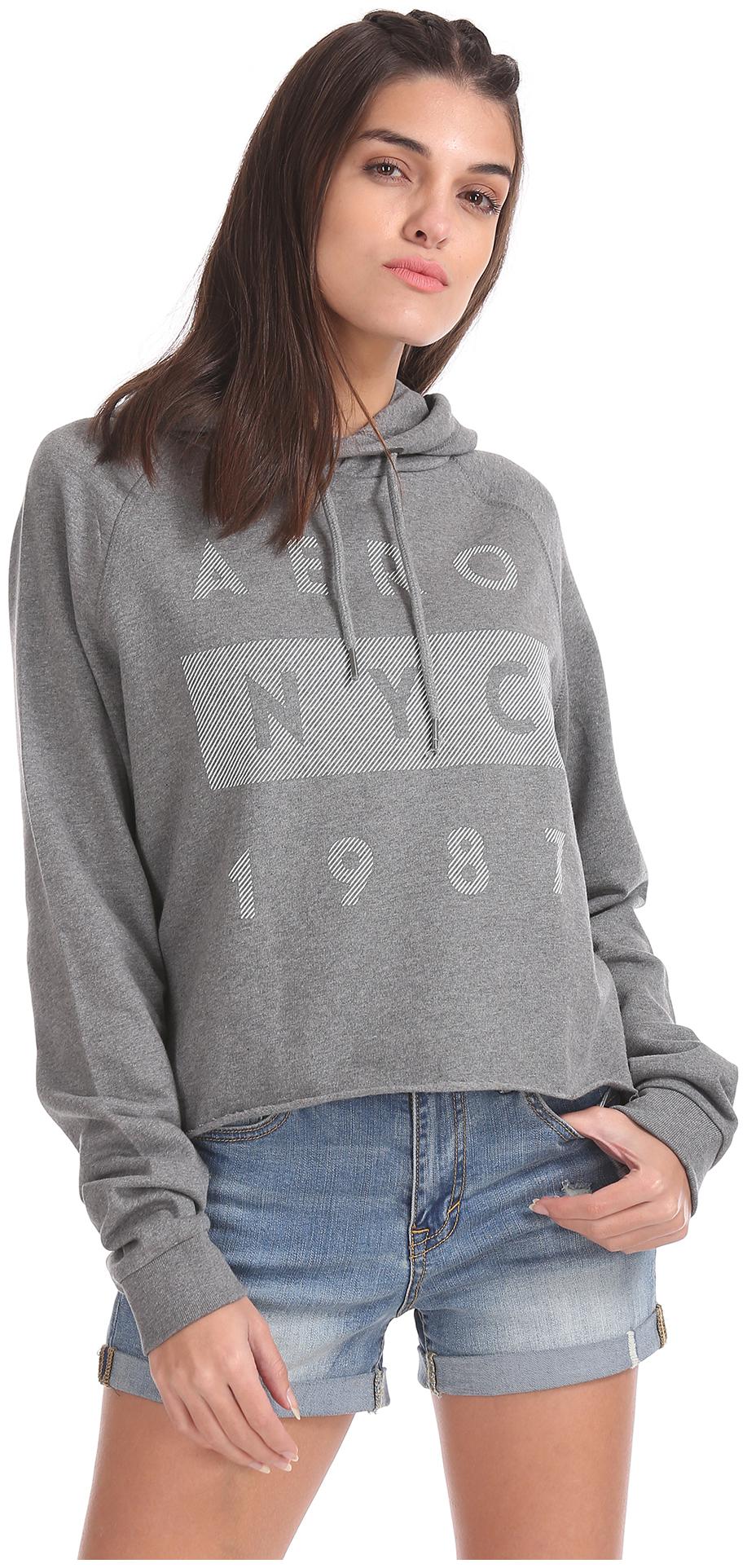 

Aeropostale Women Printed Hoodie - Grey