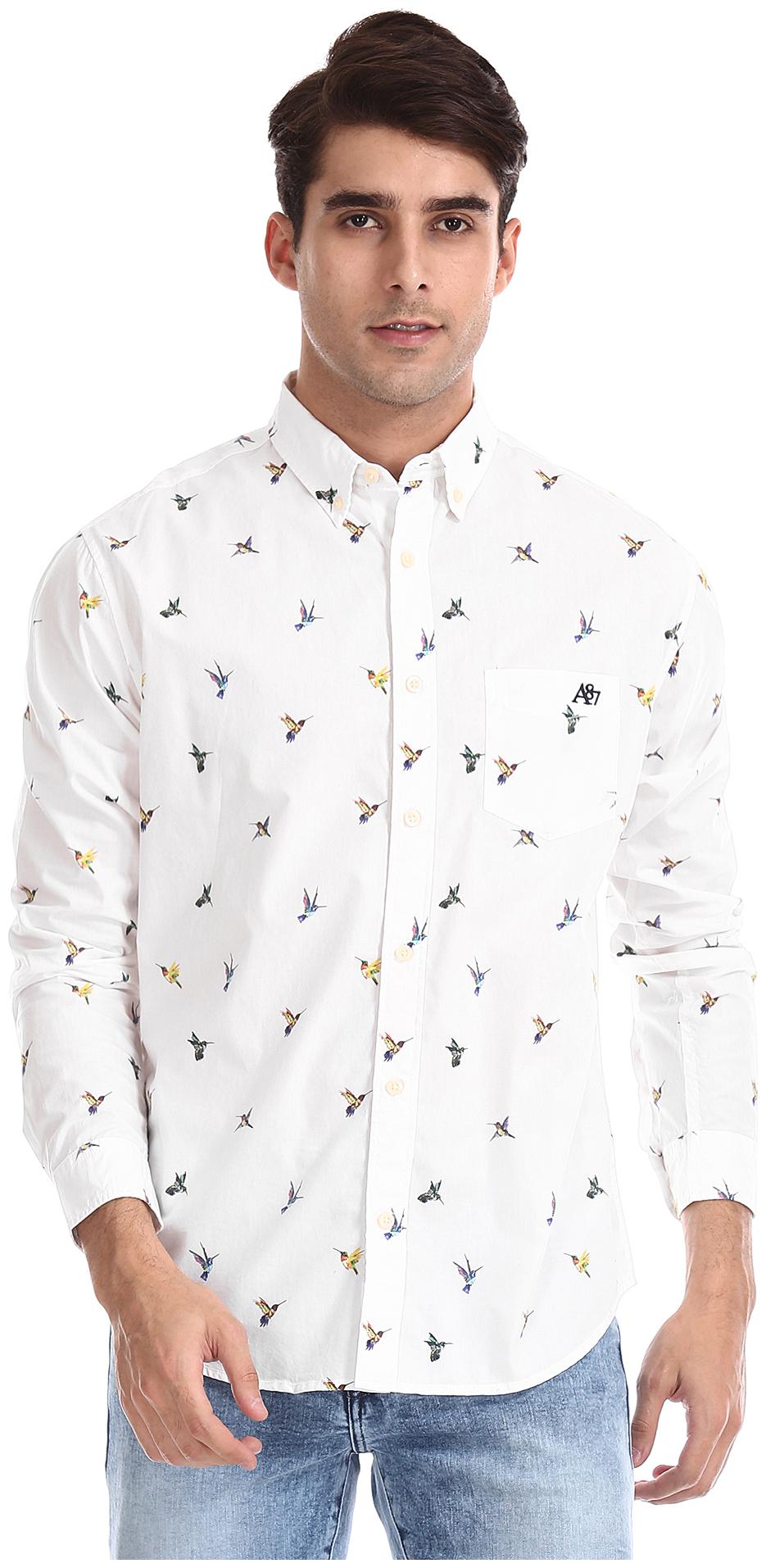 

Aeropostale Men White Printed Regular Fit Casual Shirt