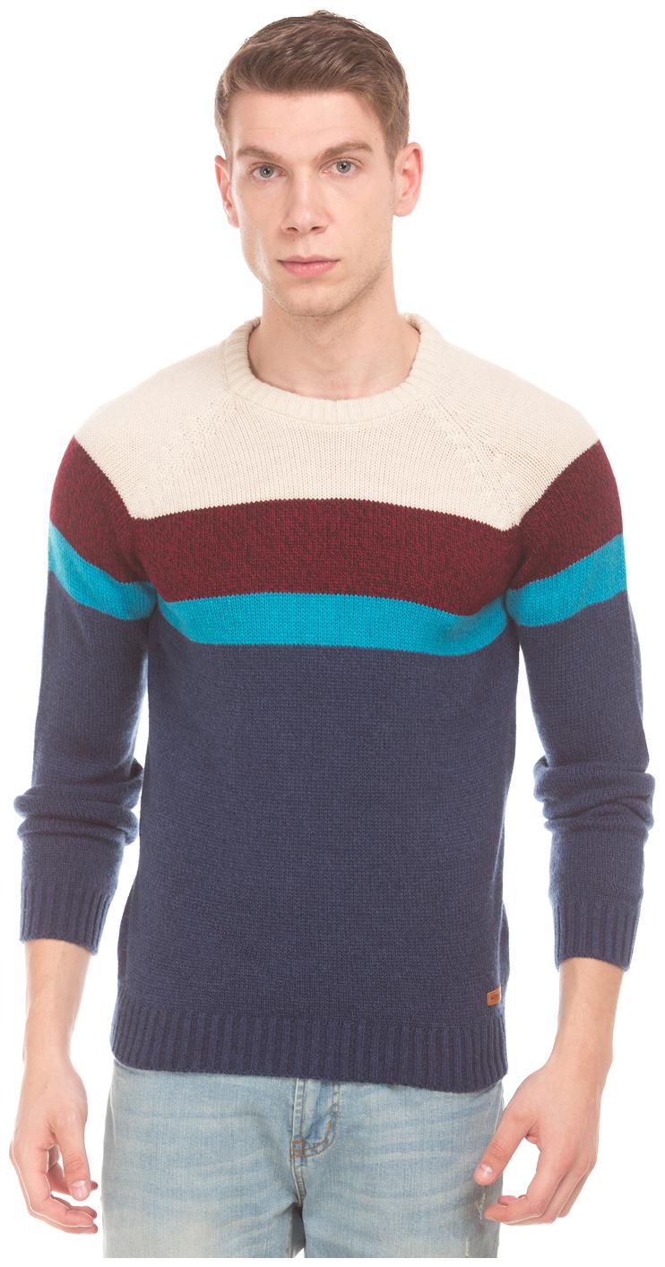 

Aeropostale Blue Cotton Long Sleeve Colour-Block Sweater