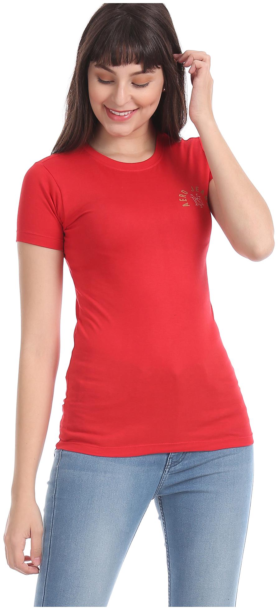 

Aeropostale Women Red Regular fit Round neck Cotton T shirt