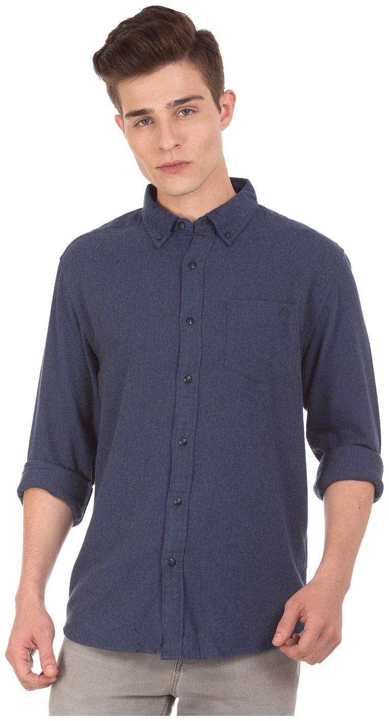 

Aeropostale Men Blue Solid Regular Fit Casual Shirt