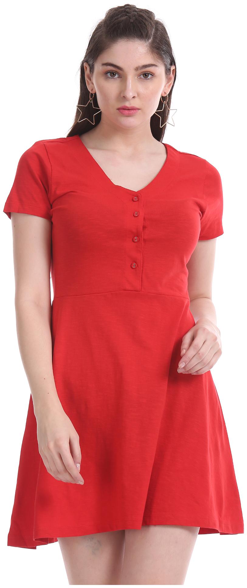 

Aeropostale Red Solid Fit flare dress