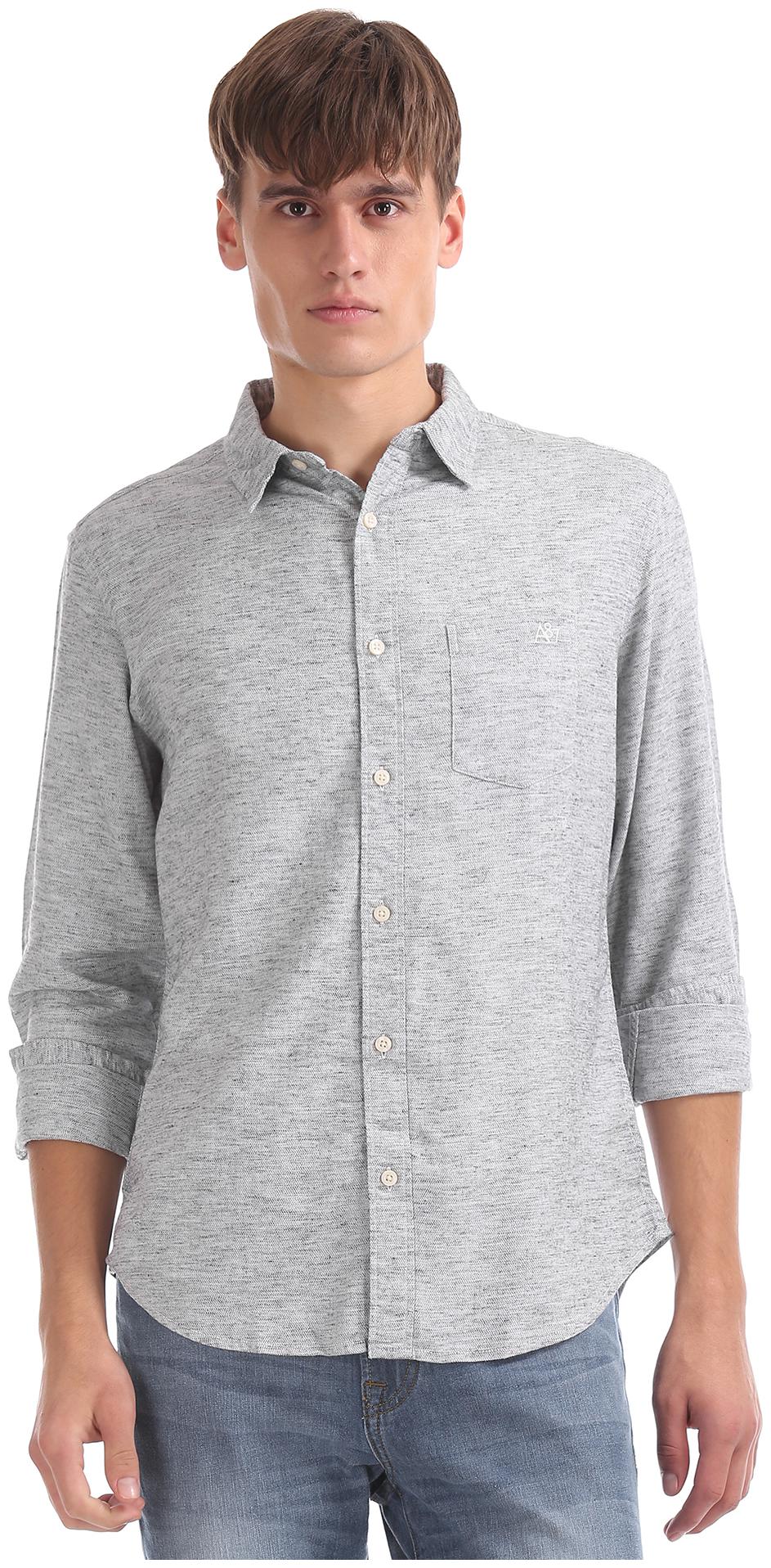 

Aeropostale Men Grey Weaved Regular Fit Casual Shirt