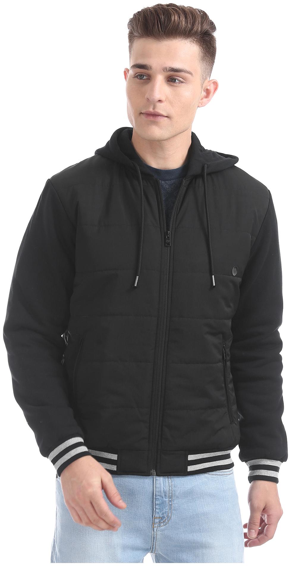 

Aeropostale Men Black Solid Quilted jacket