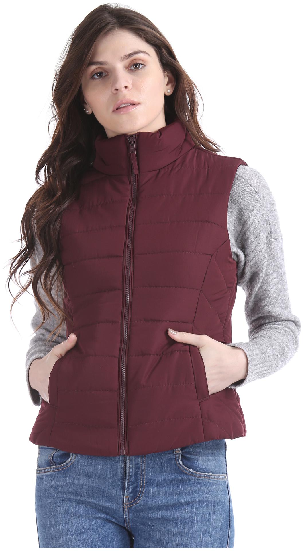

Aeropostale Women Solid Quilted Jacket - Red