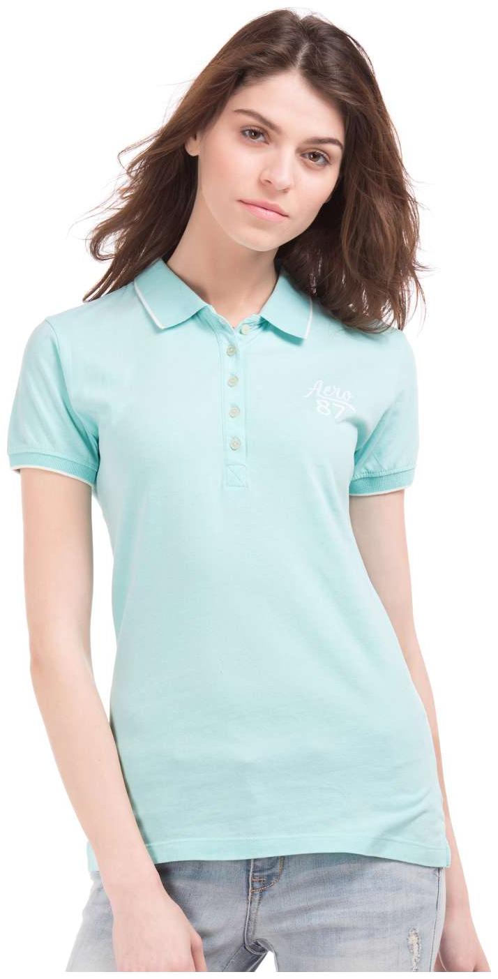 

Aeropostale Women Blue Regular fit Polo neck Polyester T shirt