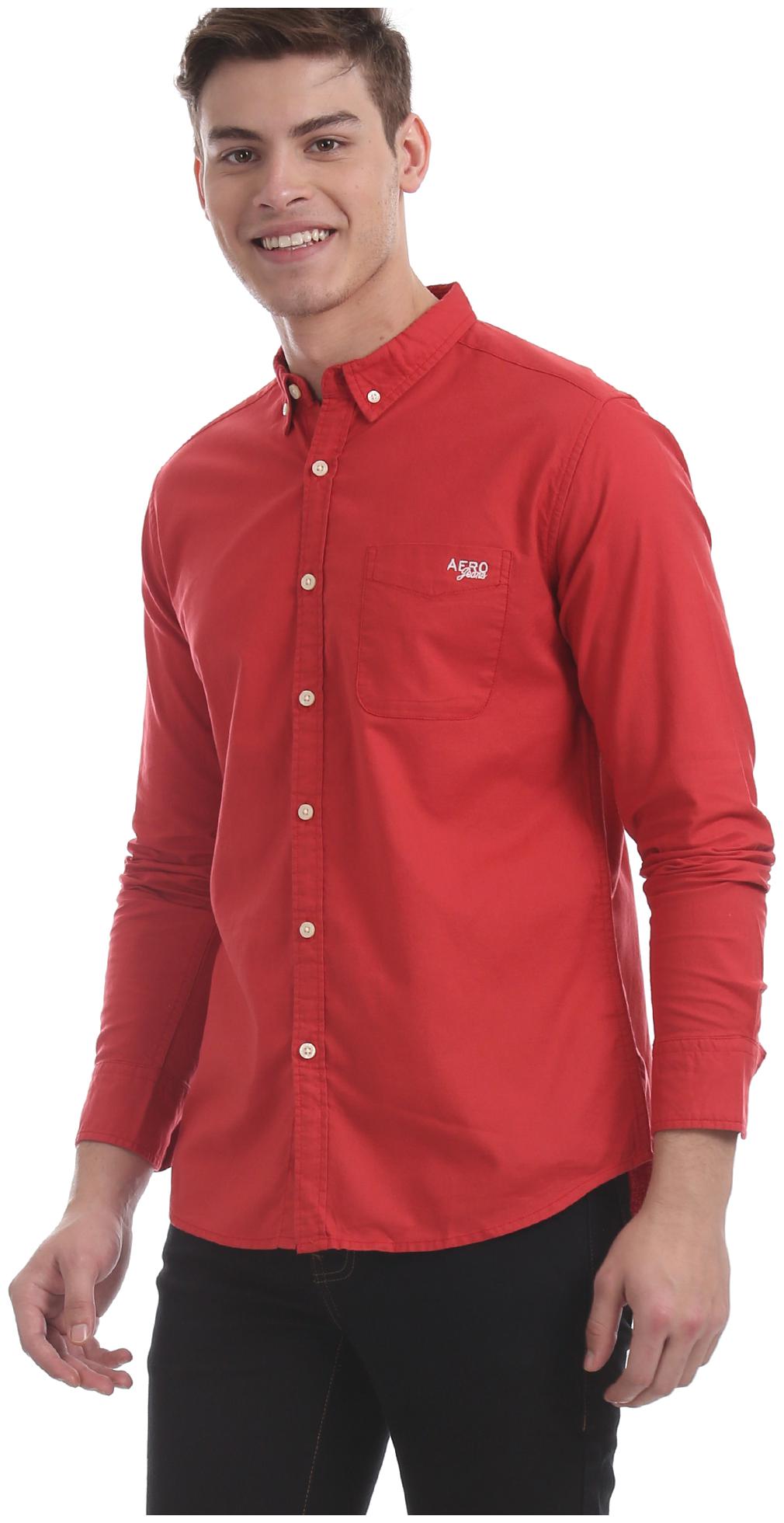 

Aeropostale Men Red Solid Regular Fit Casual Shirt