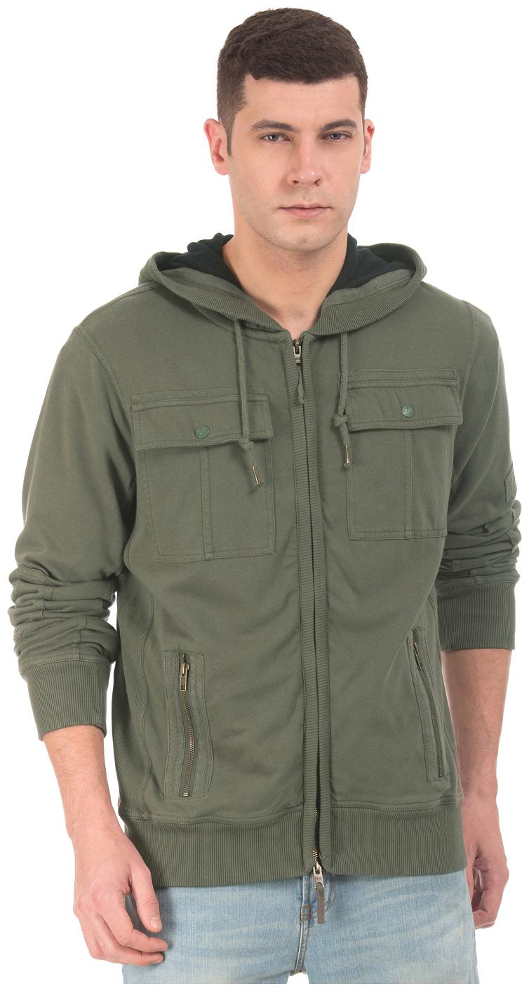

Aeropostale Green Cotton Zip-Up Hooded Sweatshirt