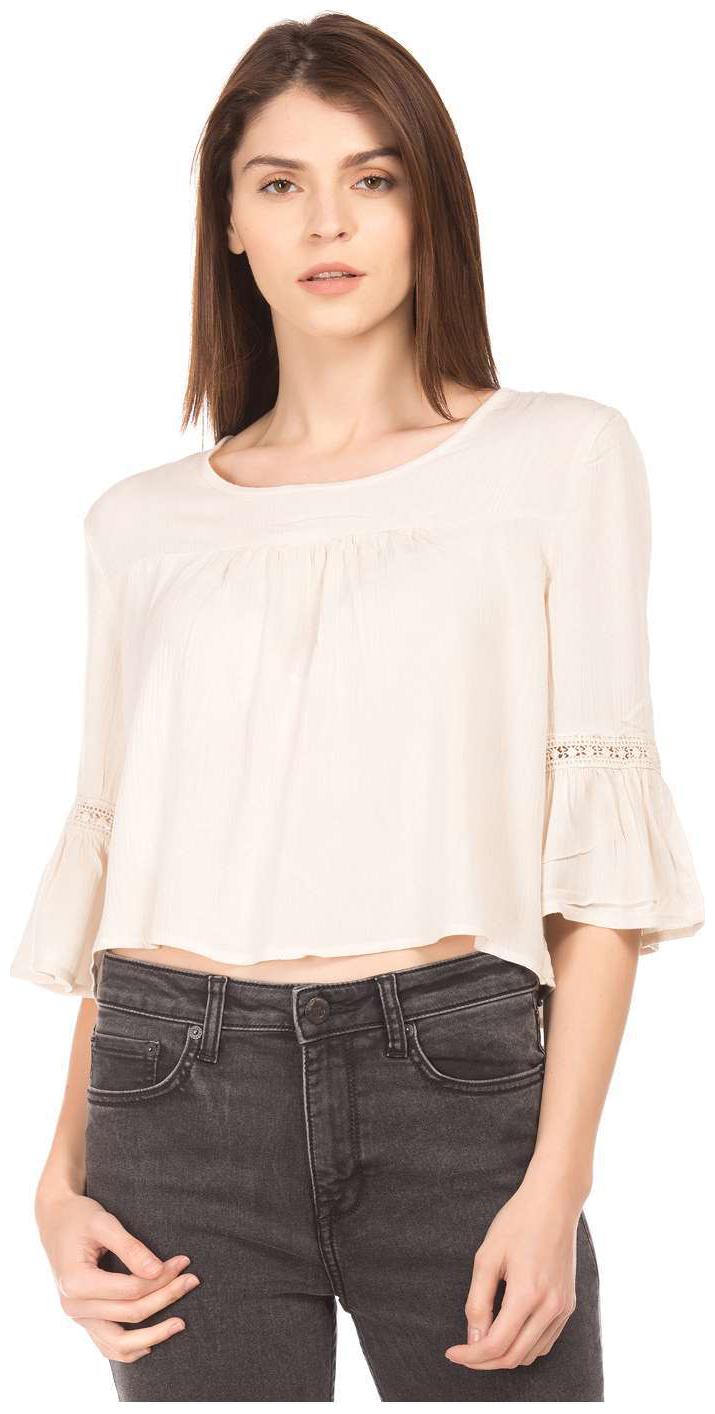 

Aeropostale Women Solid Regular top - White