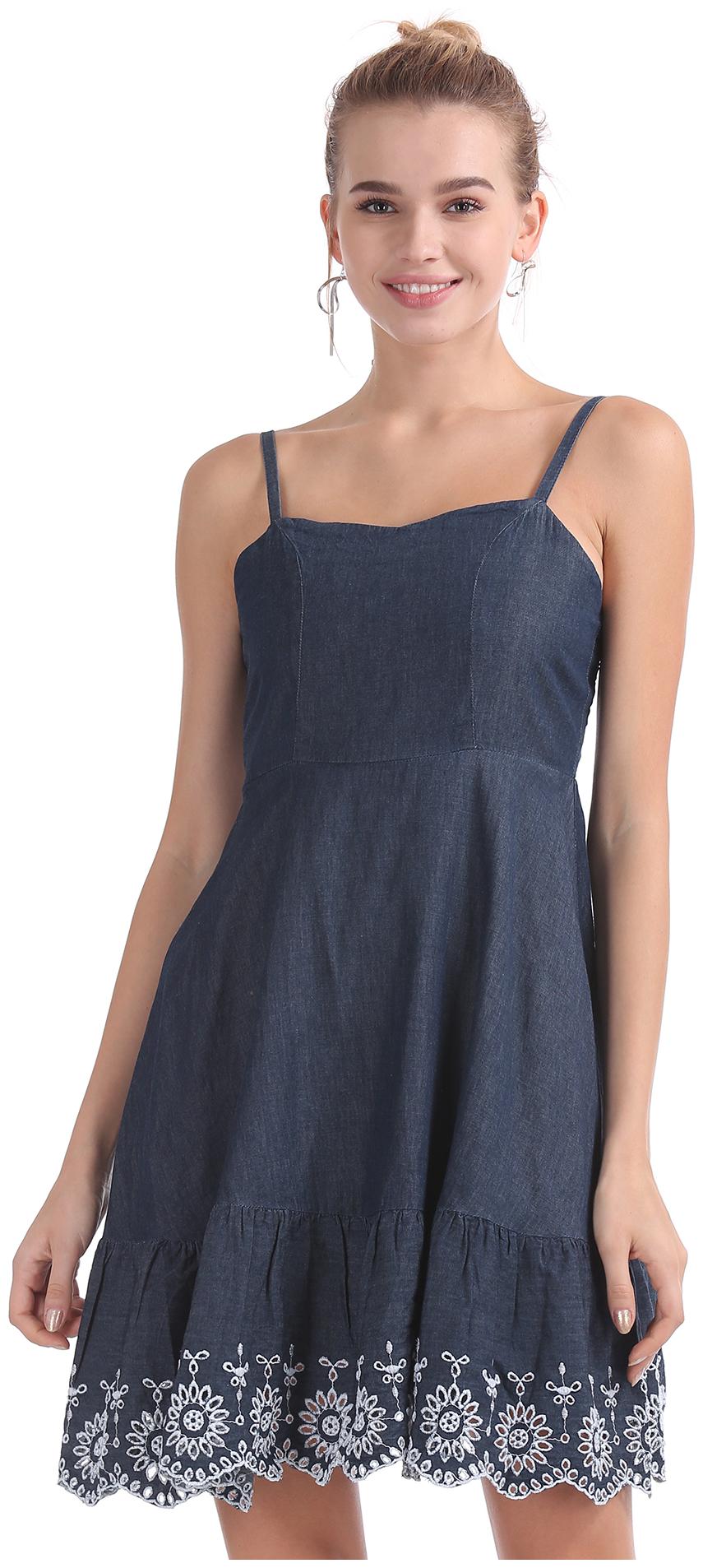 

Aeropostale Blue Embroidered Fit flare dress