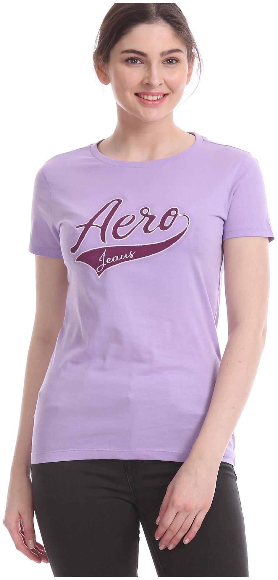 

Aeropostale Women Purple Regular fit Round neck Cotton T shirt