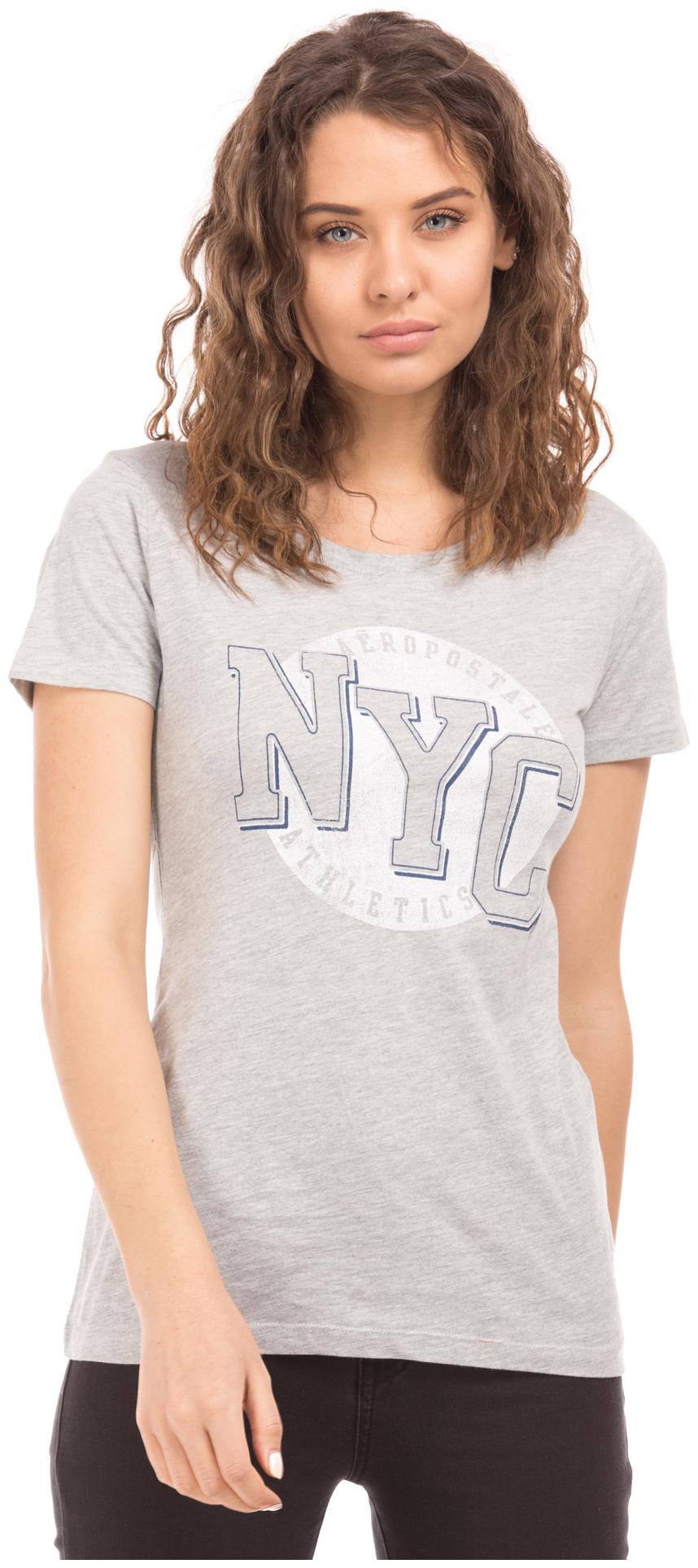 

Aeropostale Women Grey Regular fit Round neck Cotton T shirt
