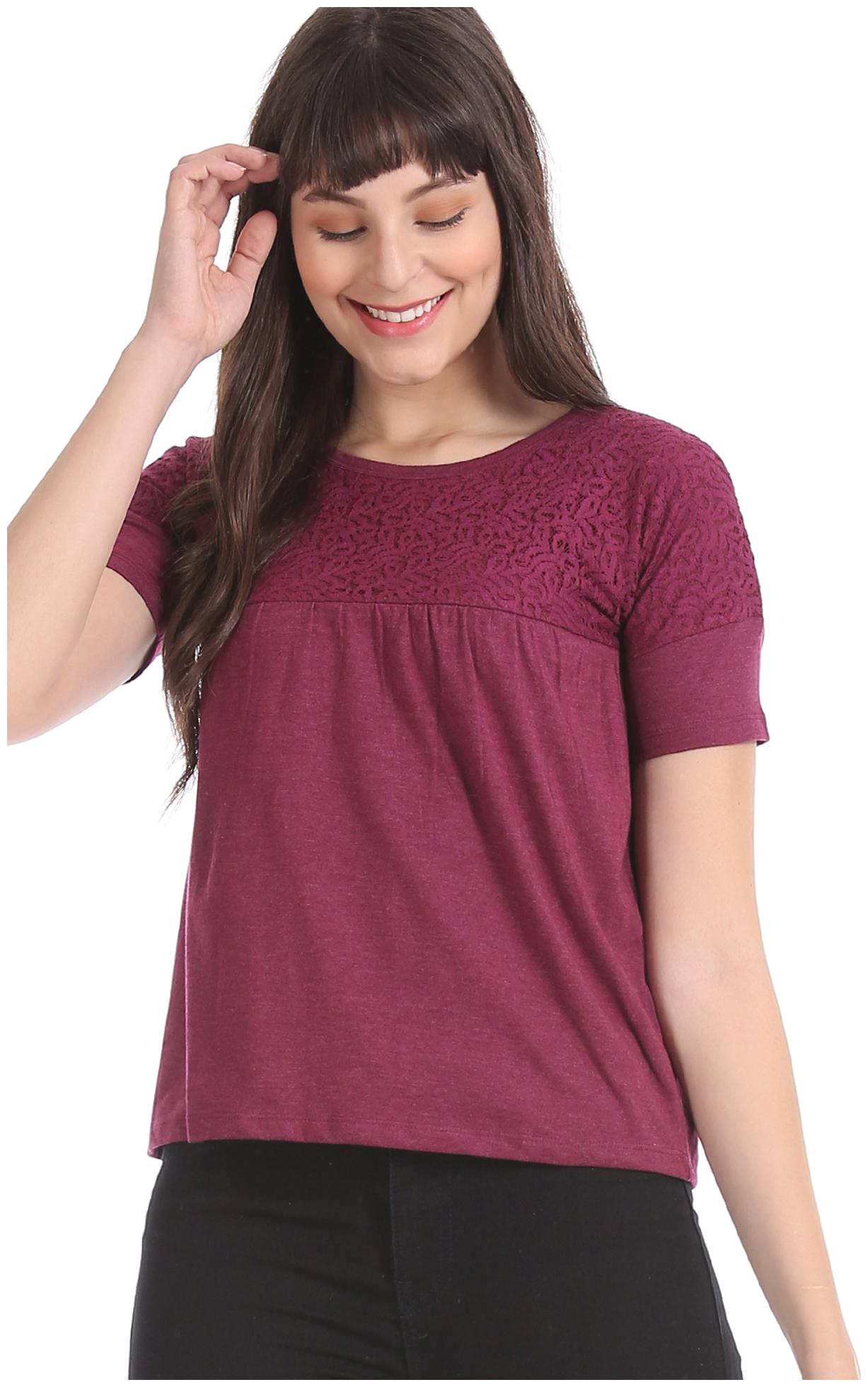 

Aeropostale Women Solid Regular top - Purple