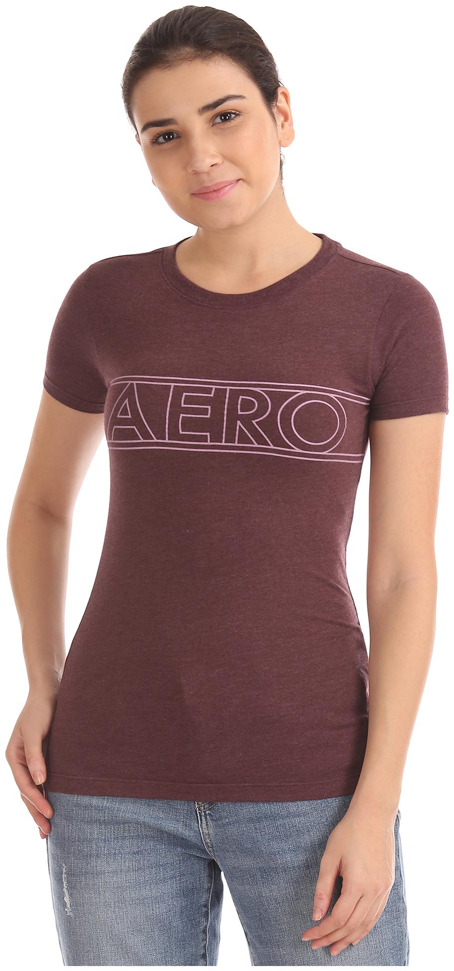 

A ropostale Women Red Regular fit Round neck Cotton T shirt