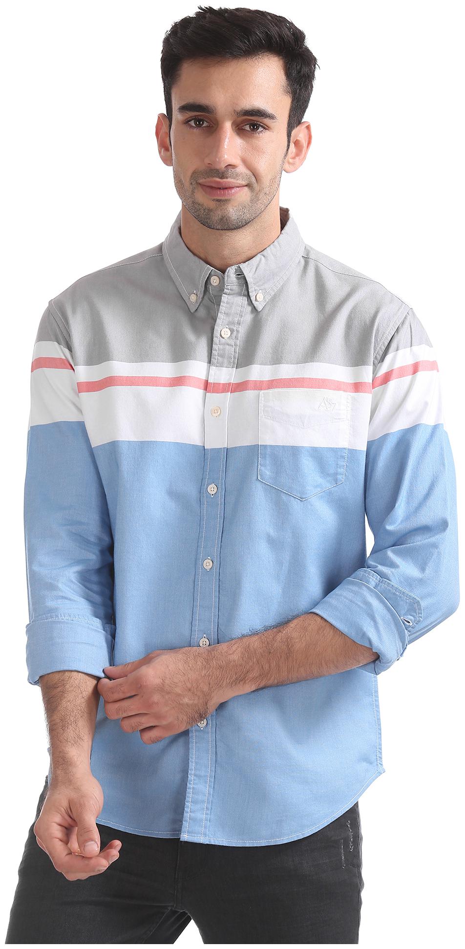 

Aeropostale Men Blue Vertical Stripes Regular Fit Casual Shirt