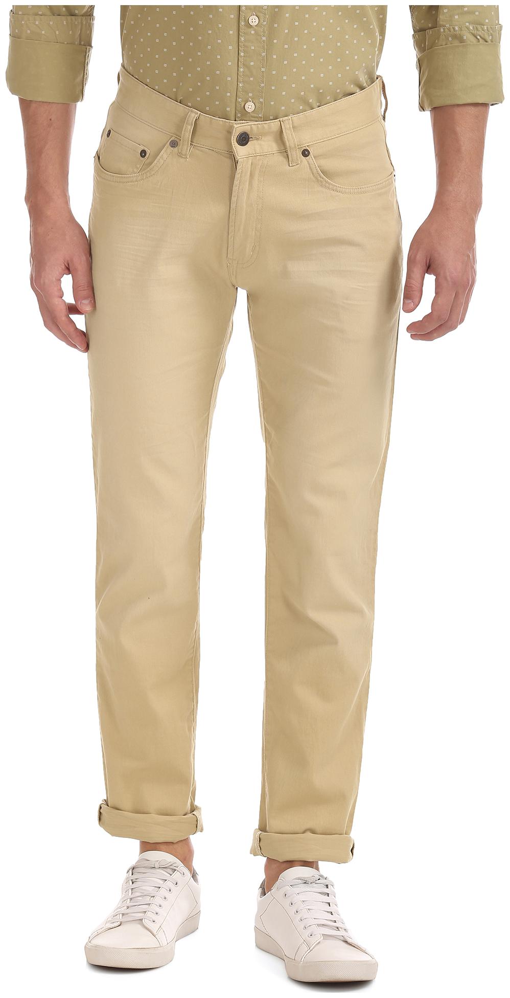 

Aeropostale Men Beige Solid Skinny fit Regular trousers