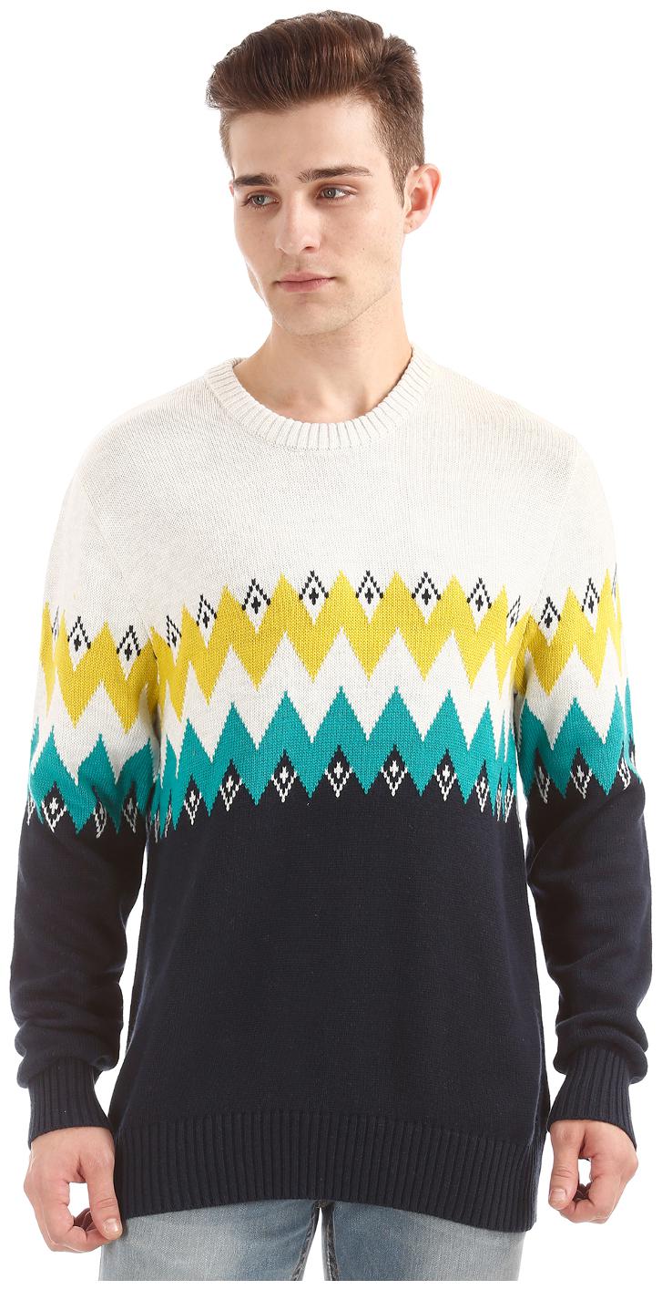 

Aeropostale Multi-colour Cotton Patterned Knit Regular Fit Sweater