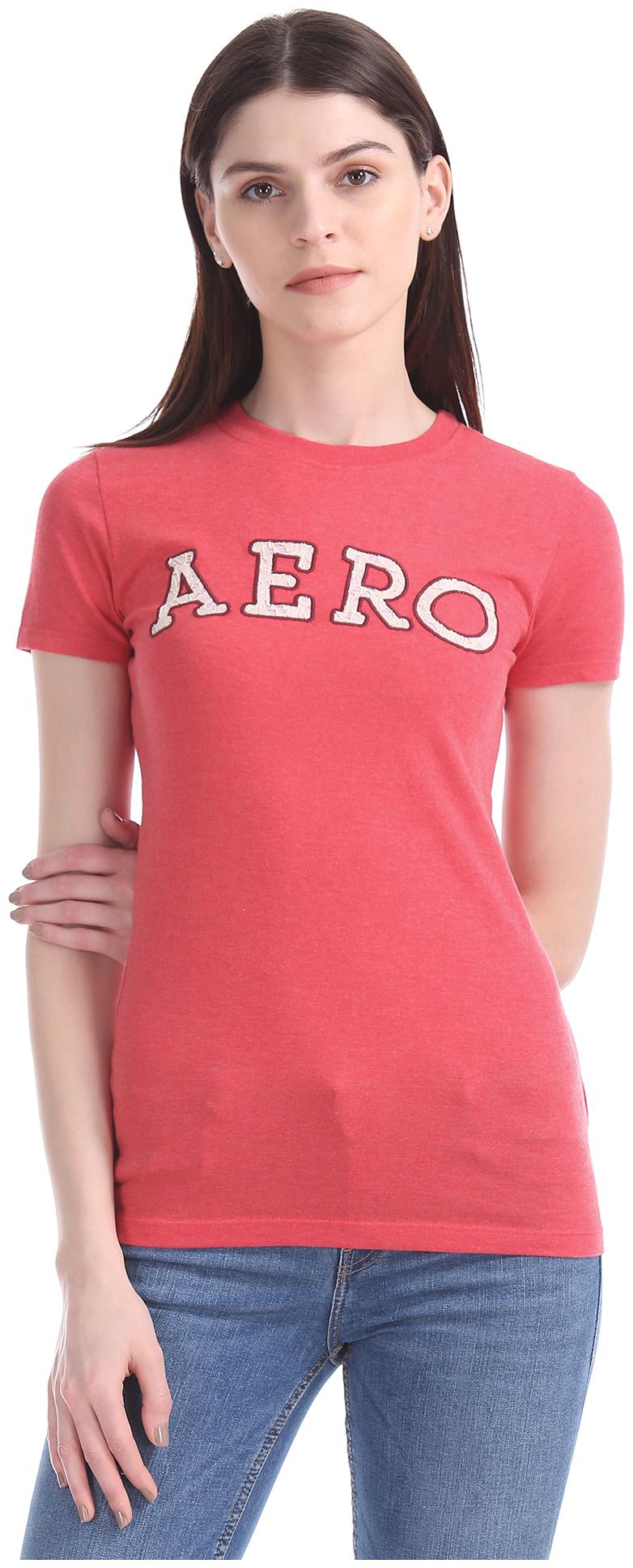 

Aeropostale Women Red Regular fit Round neck Cotton T shirt