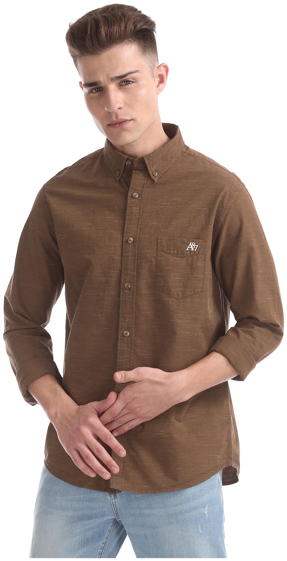 

Aeropostale Men Brown Weaved Regular Fit Casual Shirt