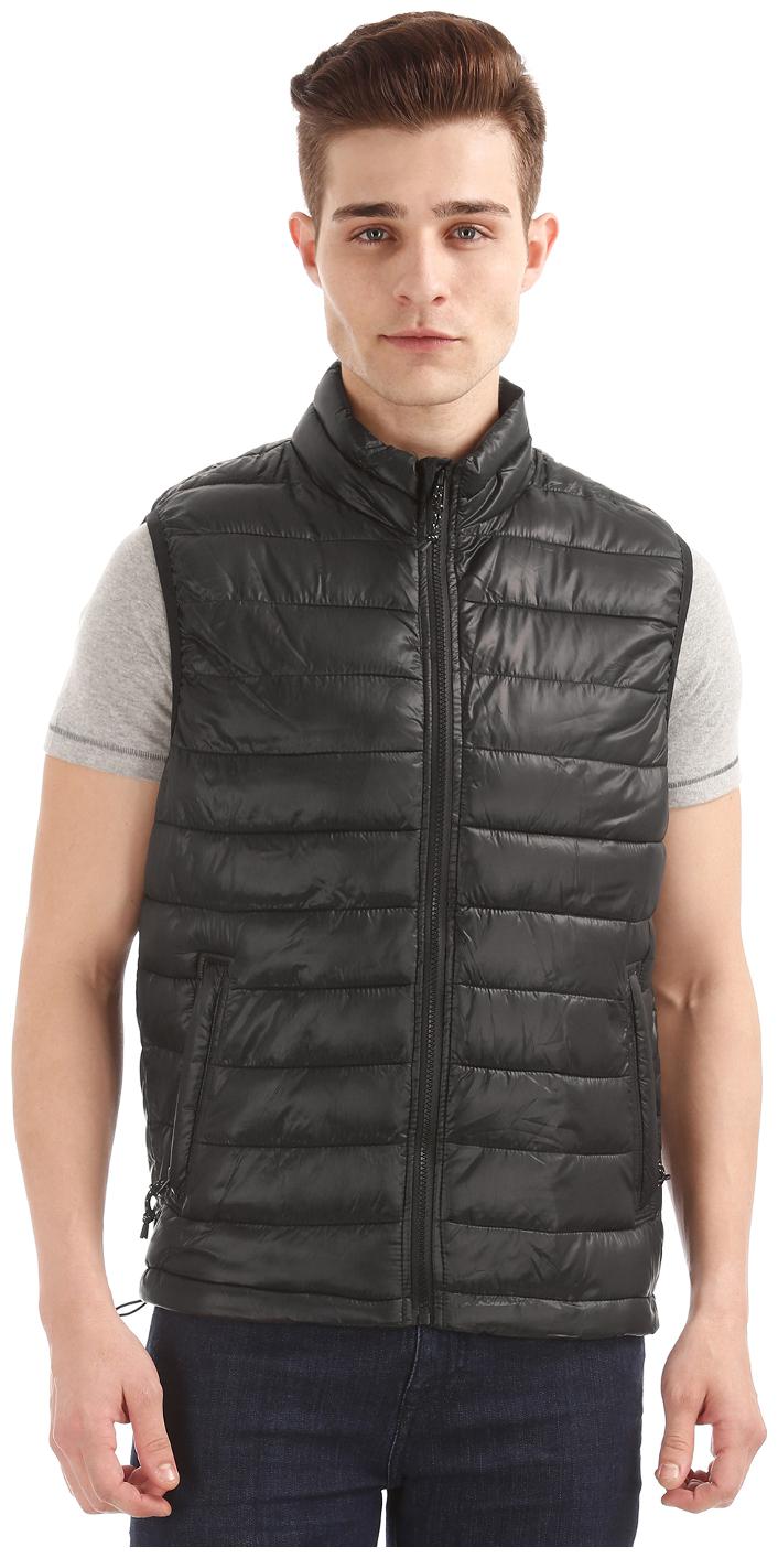 

Aeropostale Black Polyester Puffer Gilet Jacket
