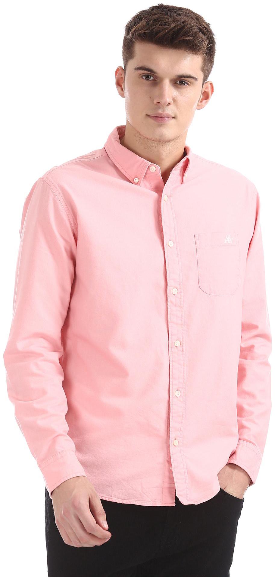 

Aeropostale Men Pink Solid Regular Fit Casual Shirt