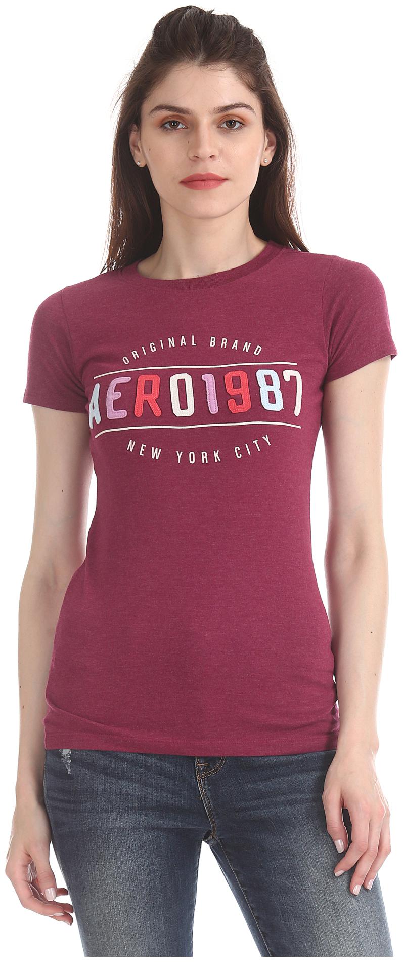 

Aeropostale Women Red Regular fit Round neck Cotton T shirt
