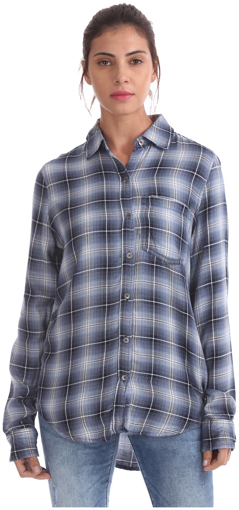 

Aeropostale Women Blue Checked Regular Fit Shirt