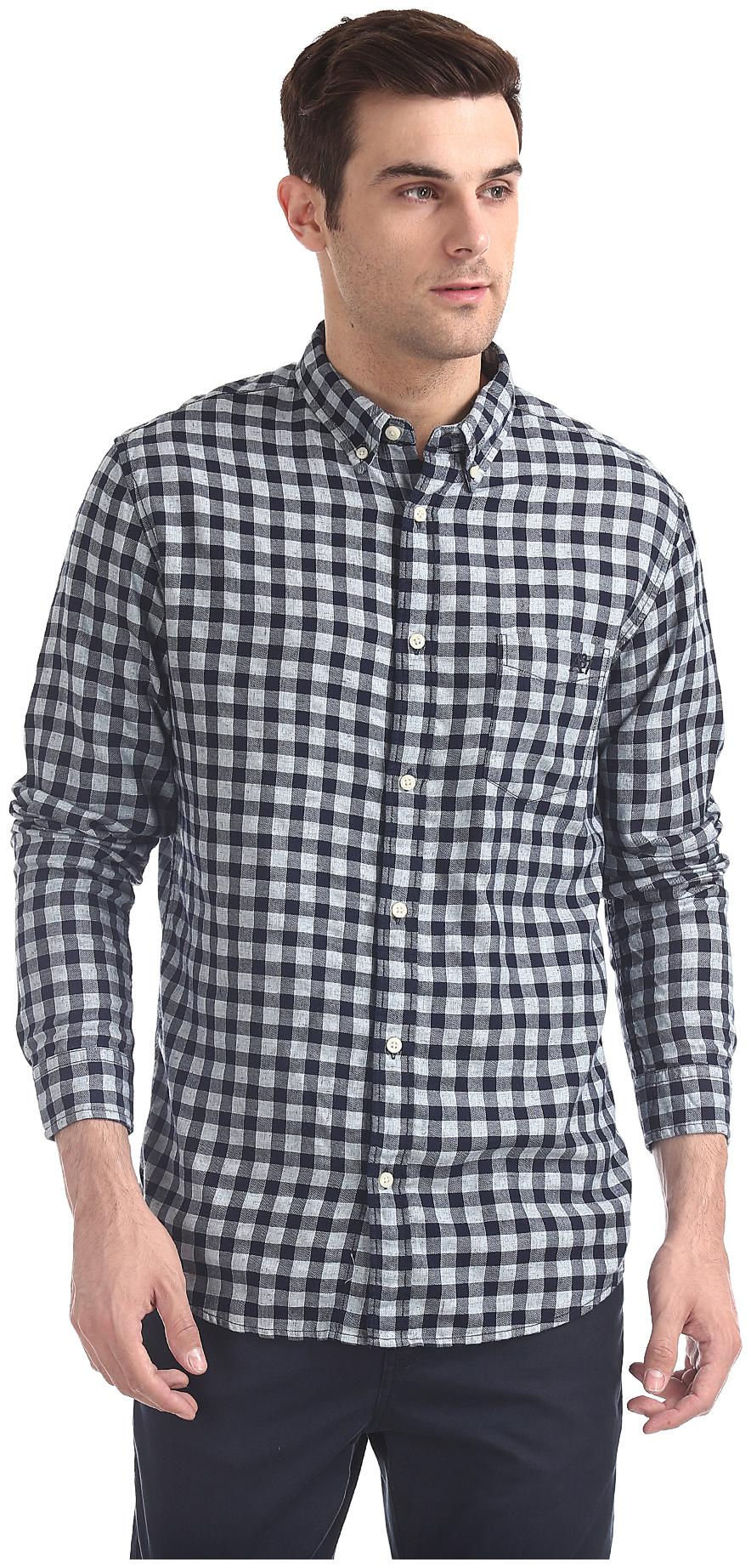 

A ropostale Men Blue Checked Regular Fit Casual Shirt