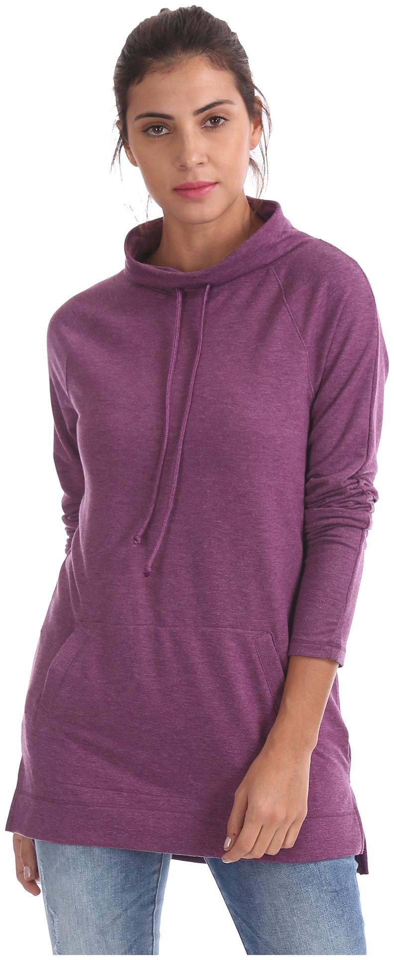 

Aeropostale Women Solid Sweatshirt - Purple