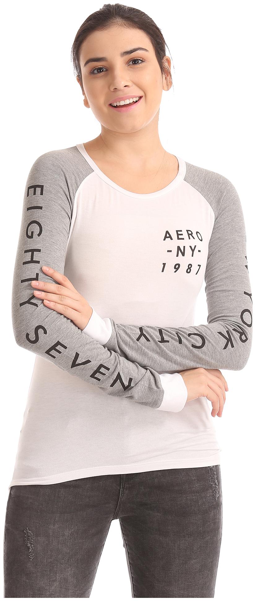 

A ropostale Women White Regular fit Round neck Viscose rayon T shirt