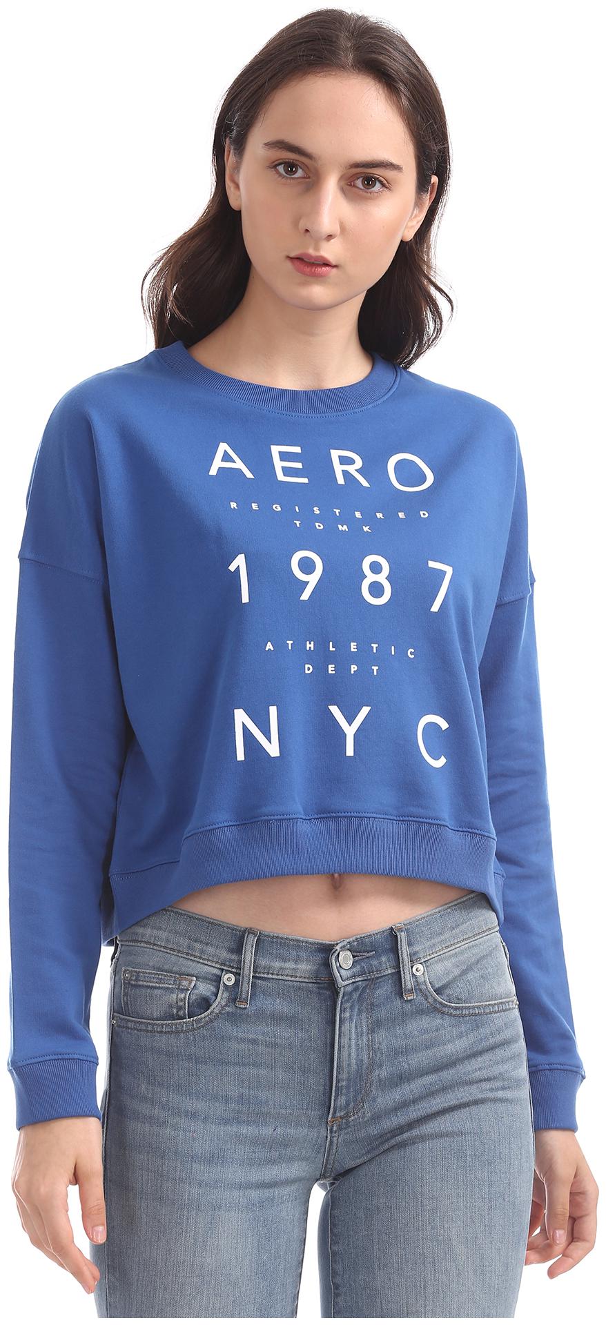 

Aeropostale Women Printed Sweatshirt - Blue