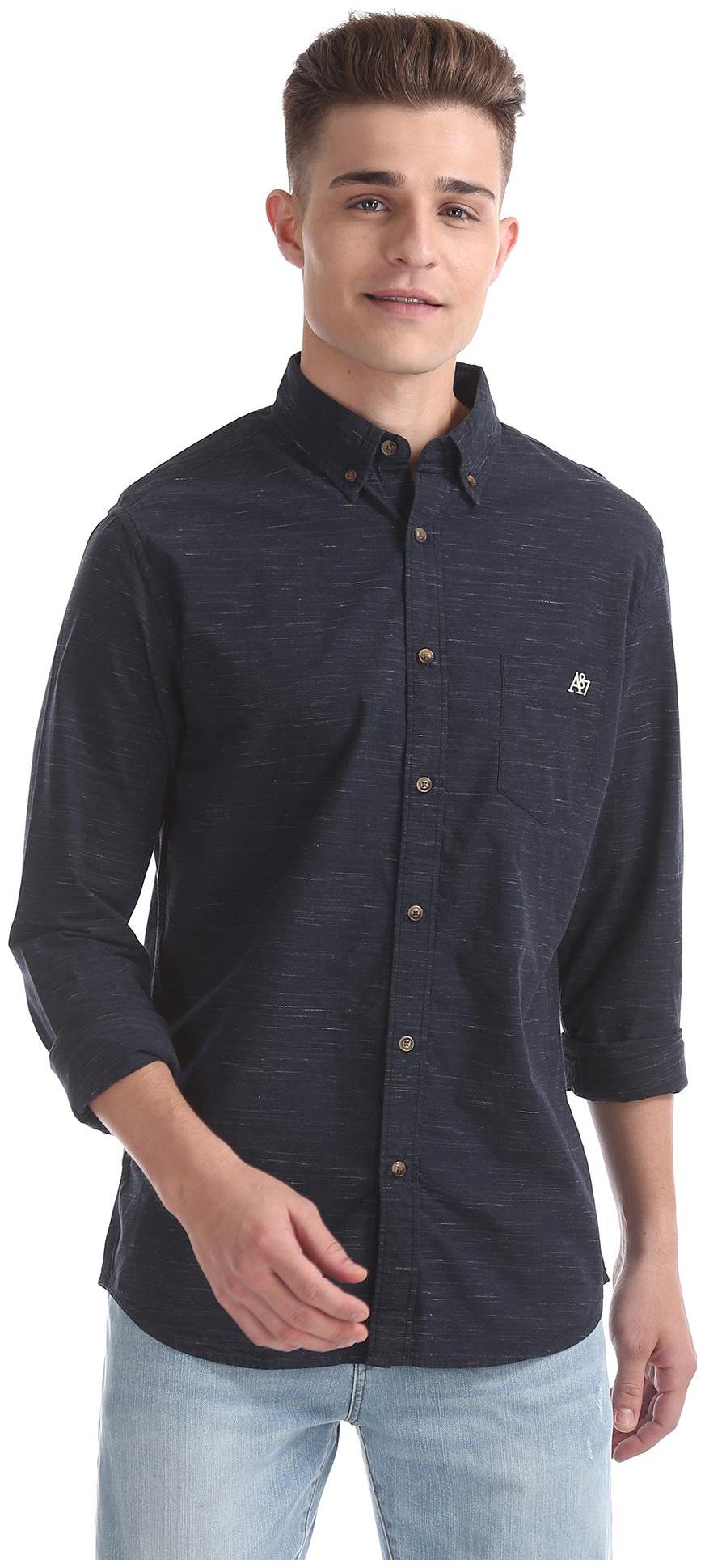 

Aeropostale Men Blue Solid Regular Fit Casual Shirt