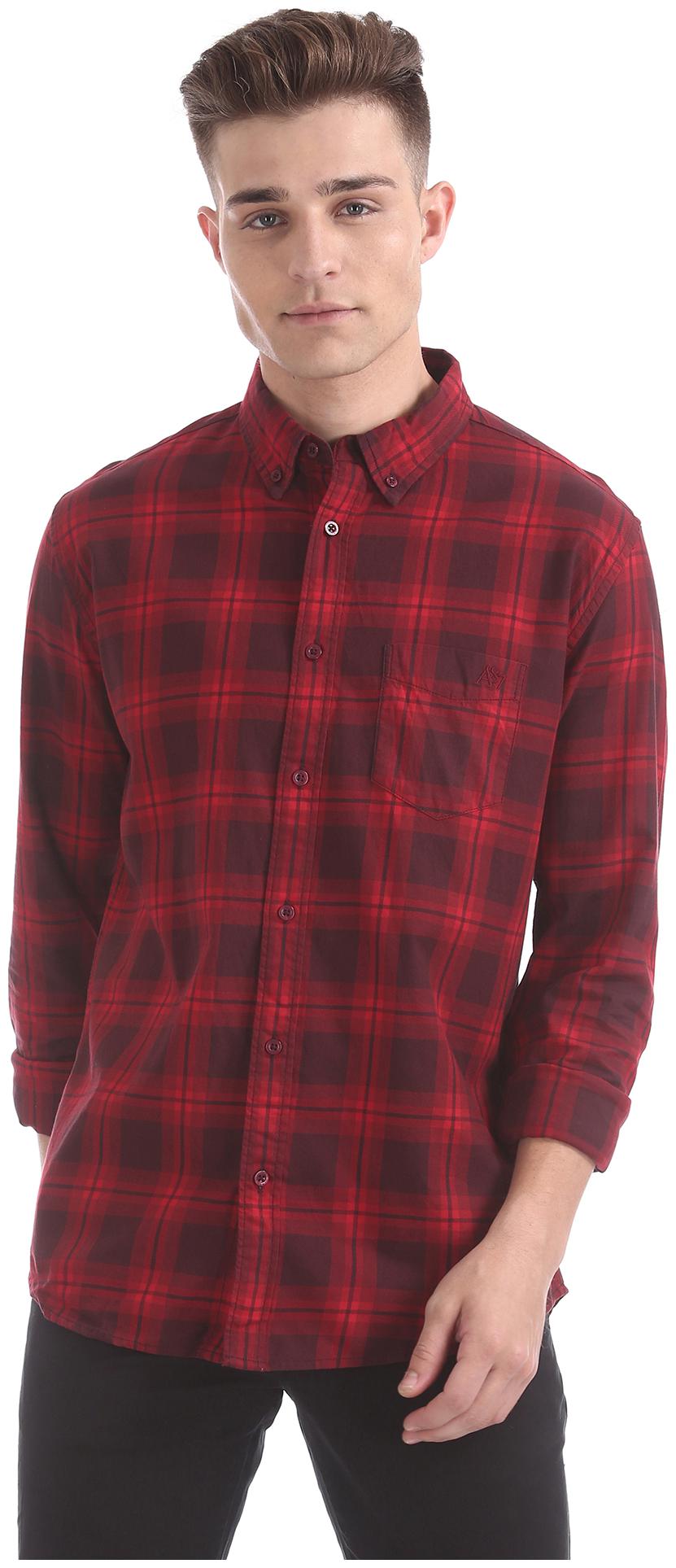 

Aeropostale Men Red Checked Regular Fit Casual Shirt
