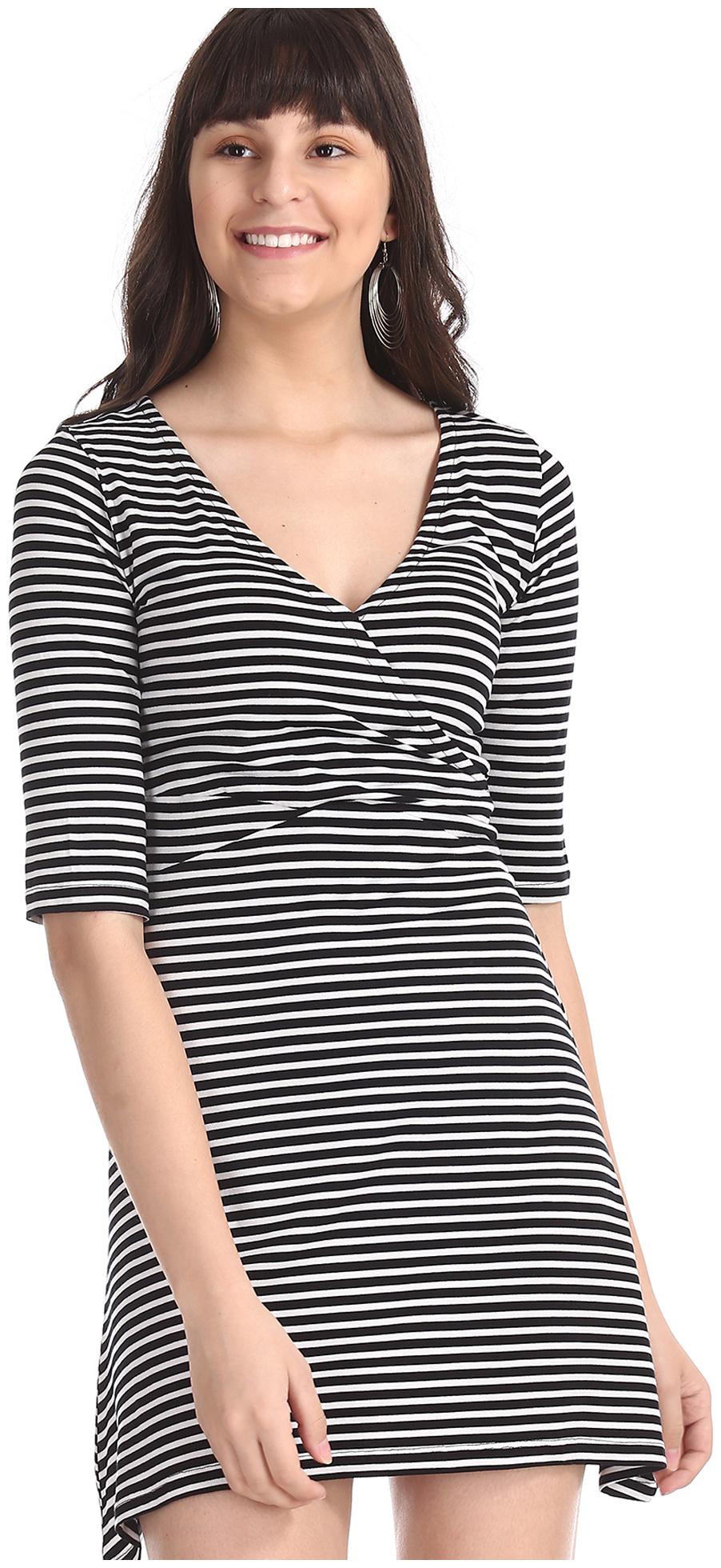 

A ropostale Black Striped Fit flare dress
