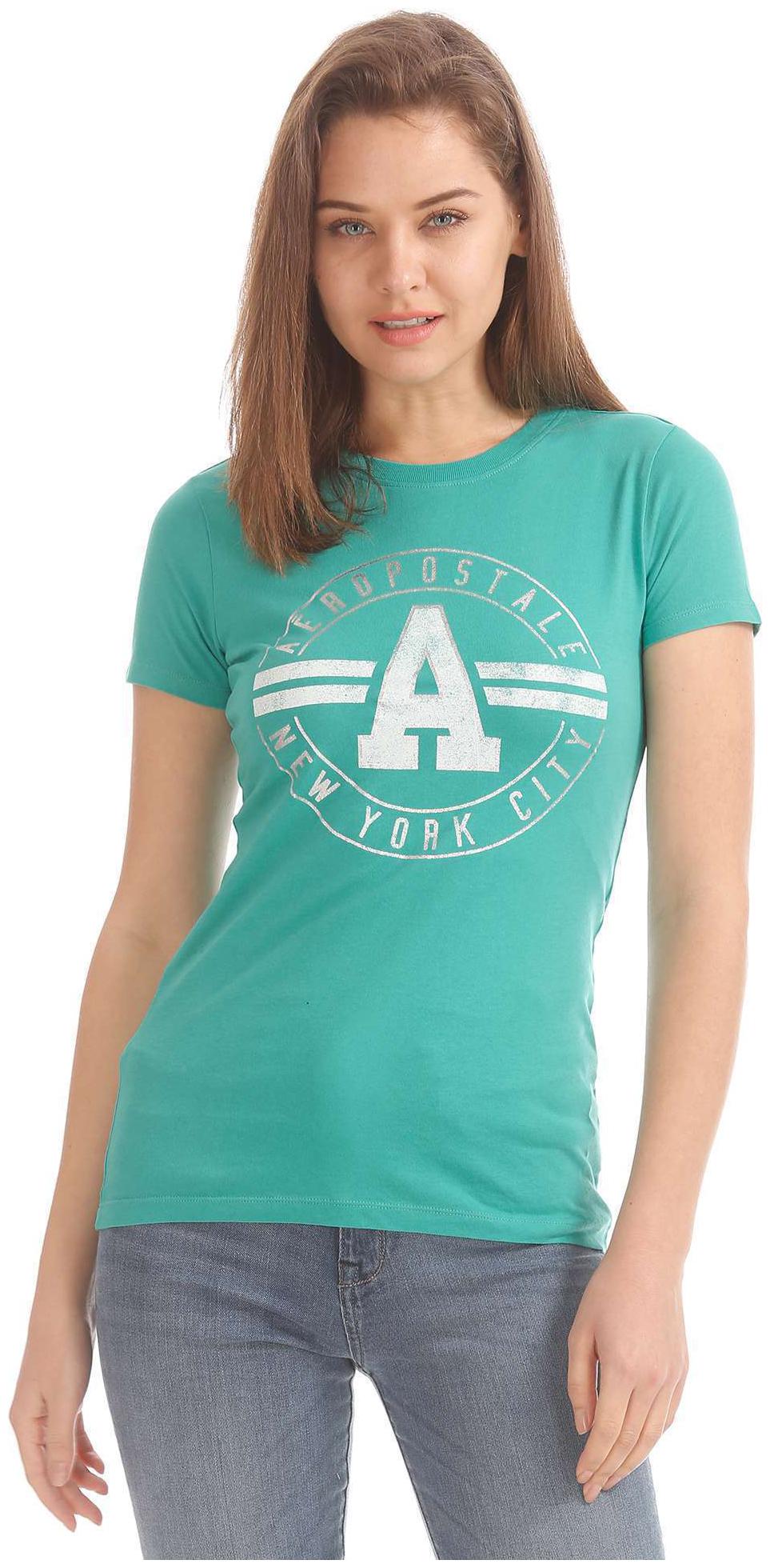 

Aeropostale Women Green Regular fit Round neck Viscose rayon Tank top