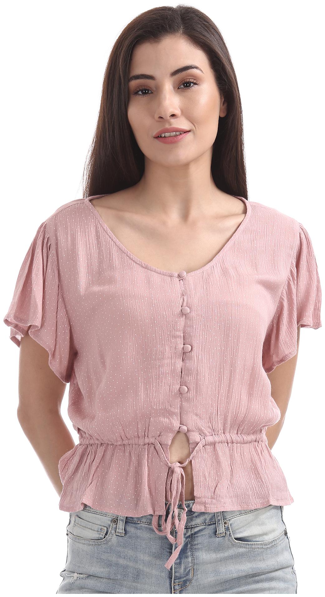 

A ropostale Women Solid Regular top - Pink