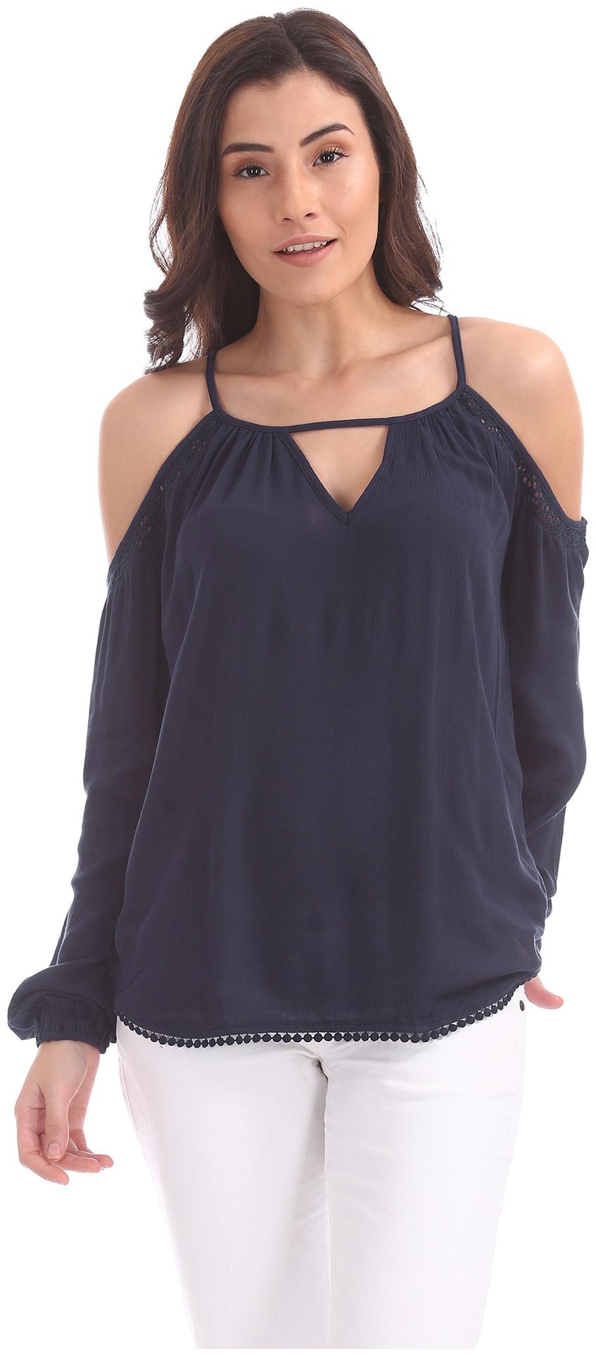 

Aeropostale Women Solid Regular top - Blue