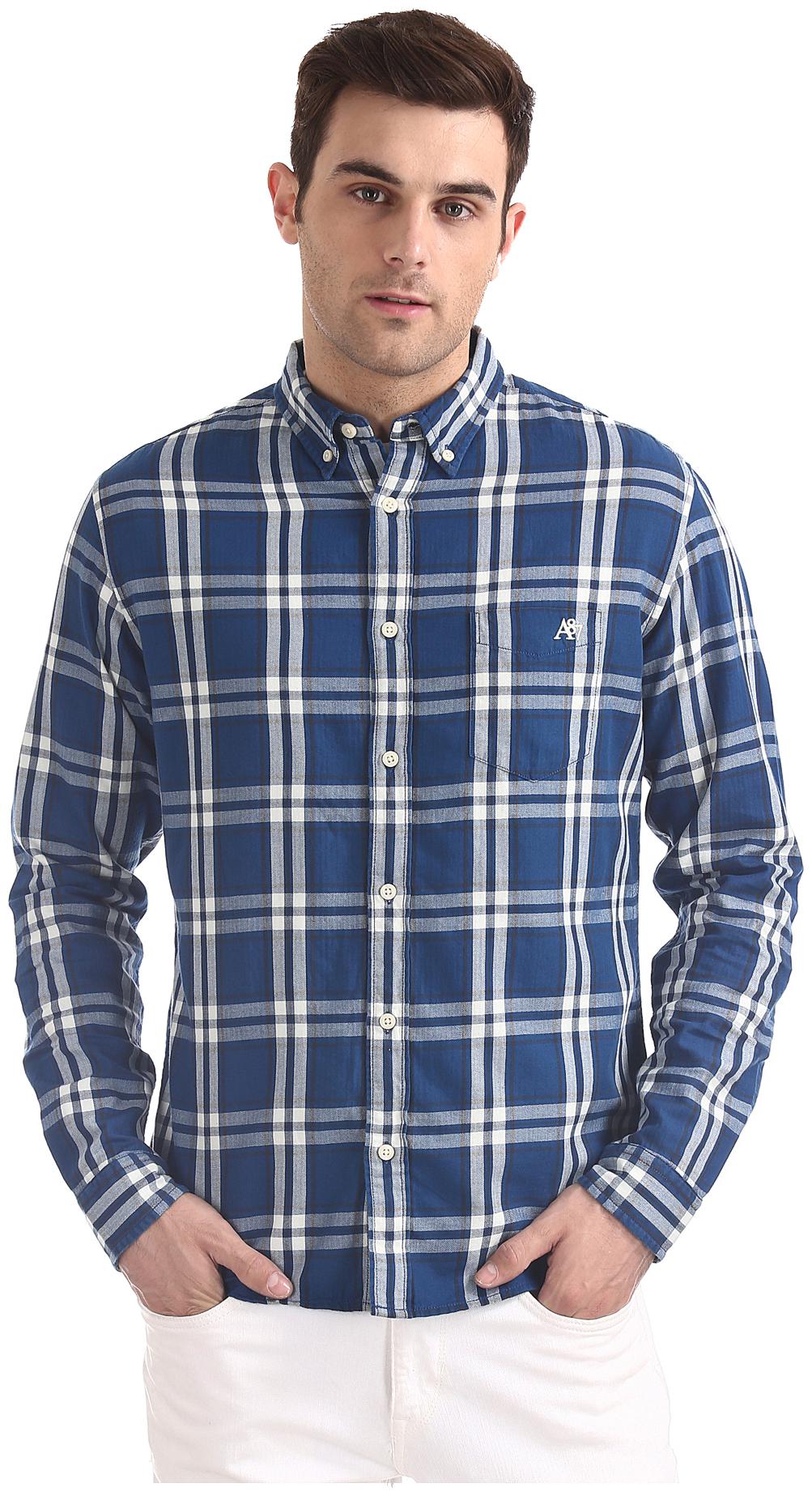 

A ropostale Men Blue Checked Regular Fit Casual Shirt