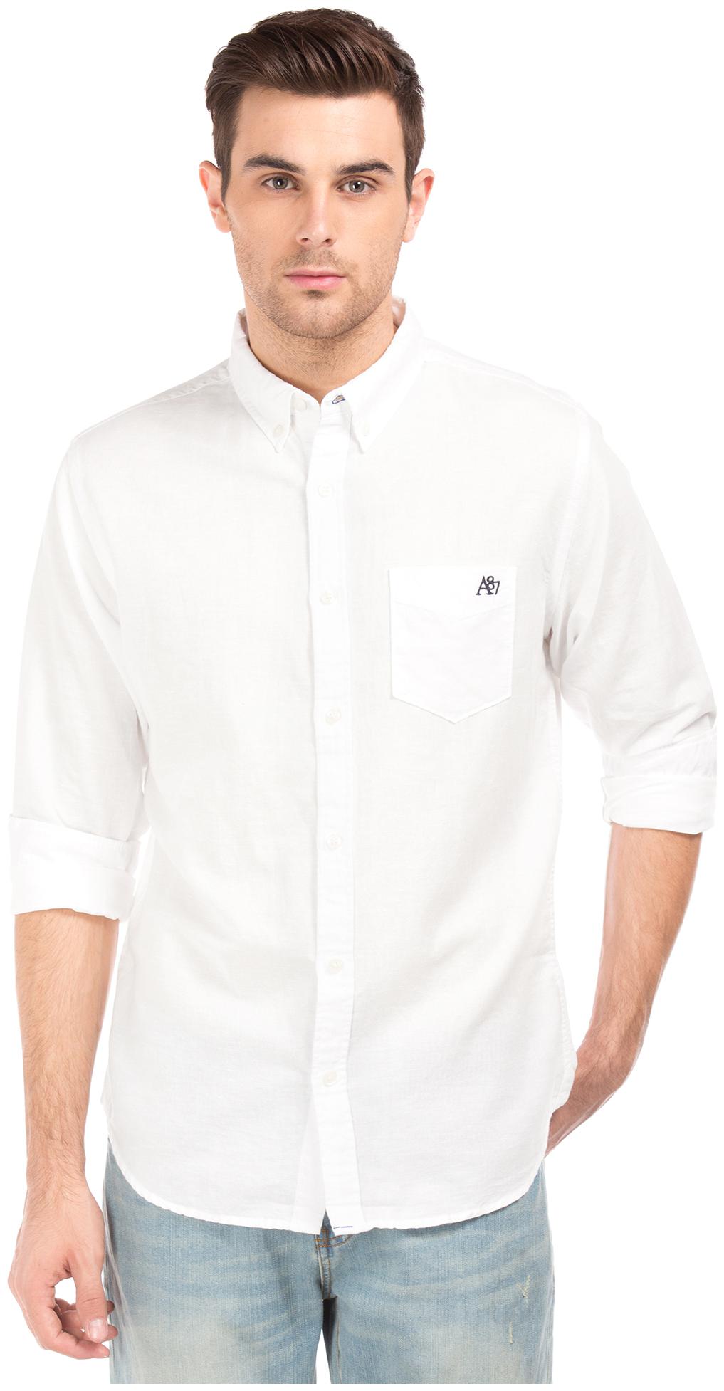 

Aeropostale Men White Solid Regular Fit Casual Shirt