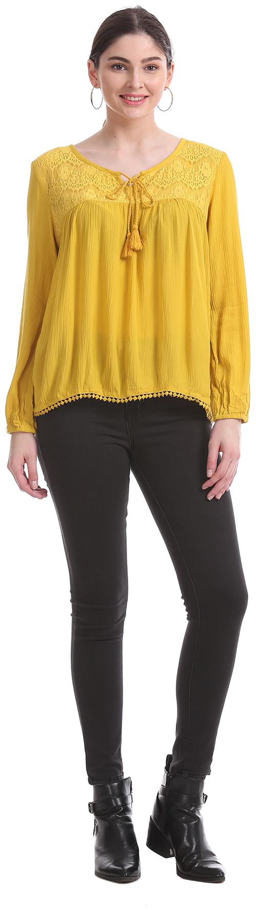 

Aeropostale Women Solid Regular top - Yellow