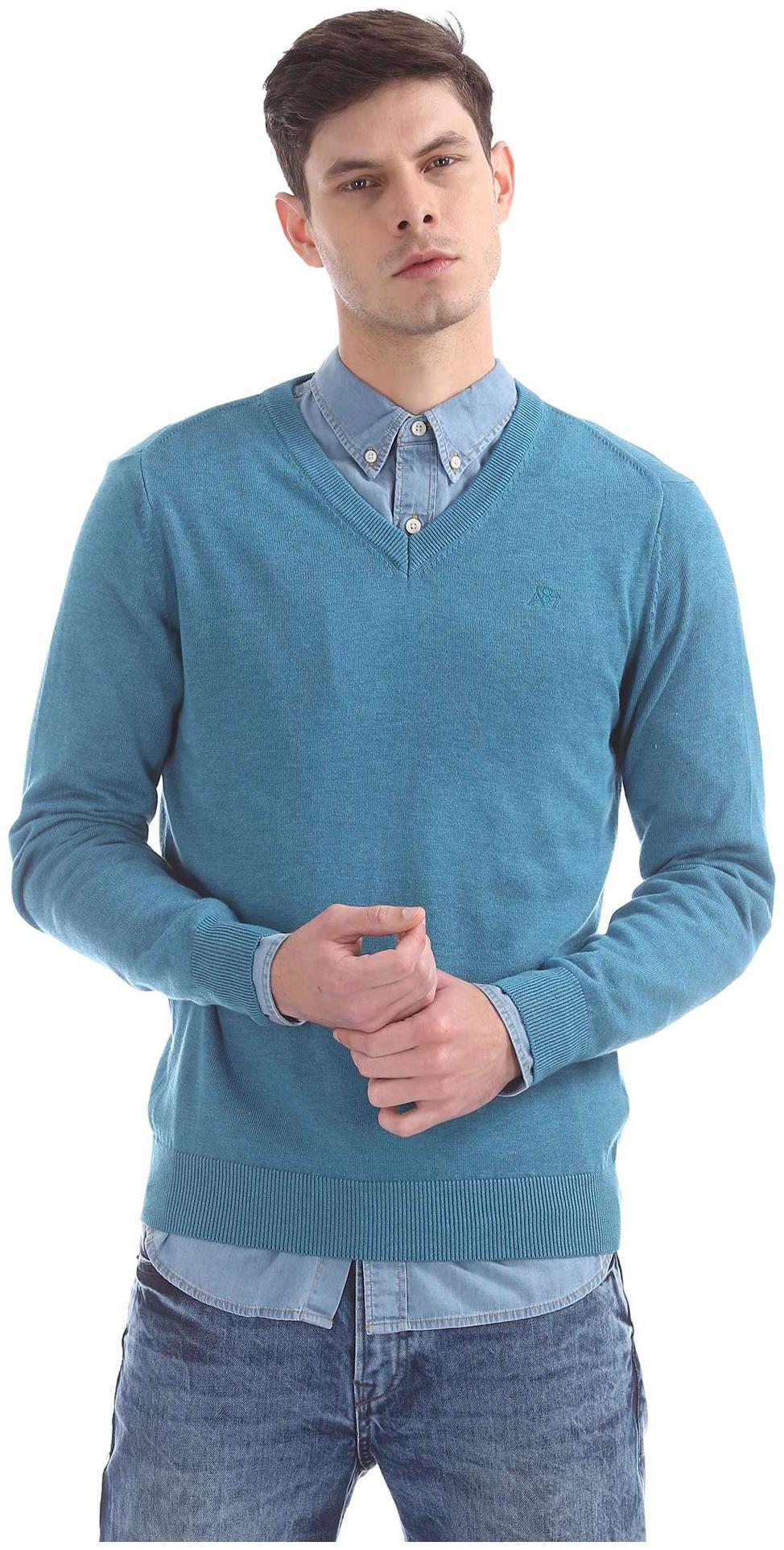 

Aeropostale Men Blue V neck Pullover