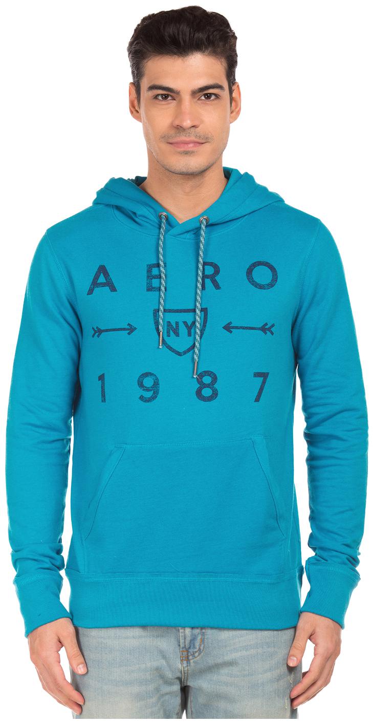 

Aeropostale Blue Cotton Printed Front Hooded Sweatshirt