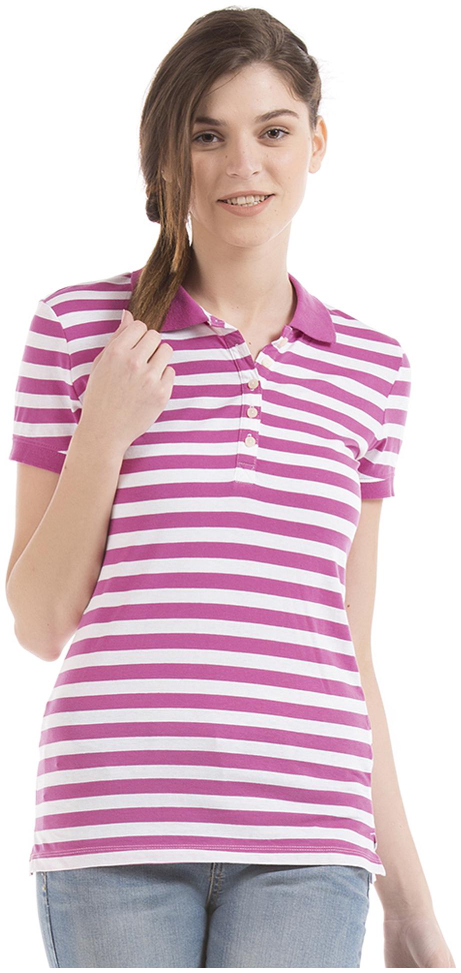 

Aeropostale Women Pink Regular fit Polo neck Cotton T shirt