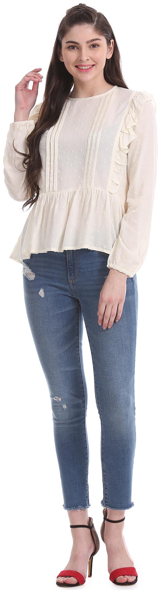 

Aeropostale Rayon Solid Women White Regular Top